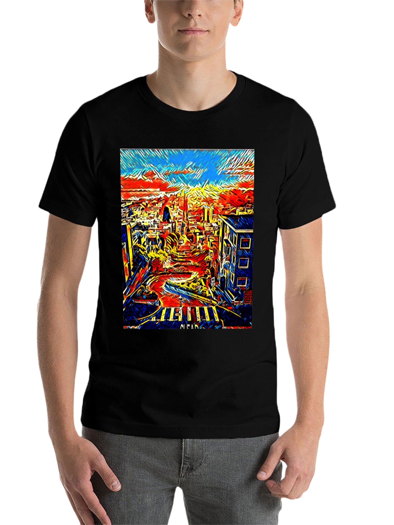 Black San Francisco Art T-Shirt - Cityscape Tee view 7