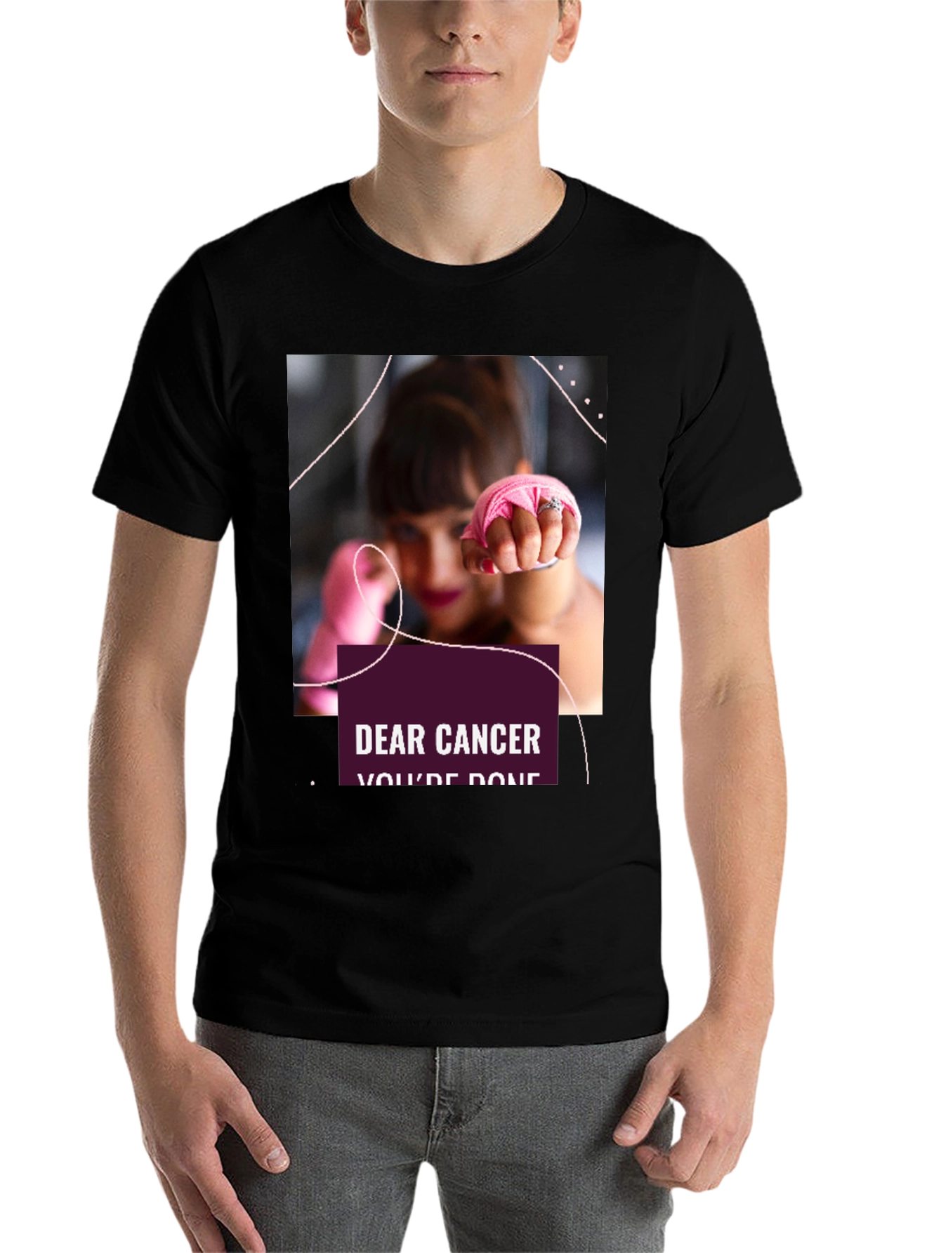 Black Dear Cancer, You're Done Black T-Shirt view 7