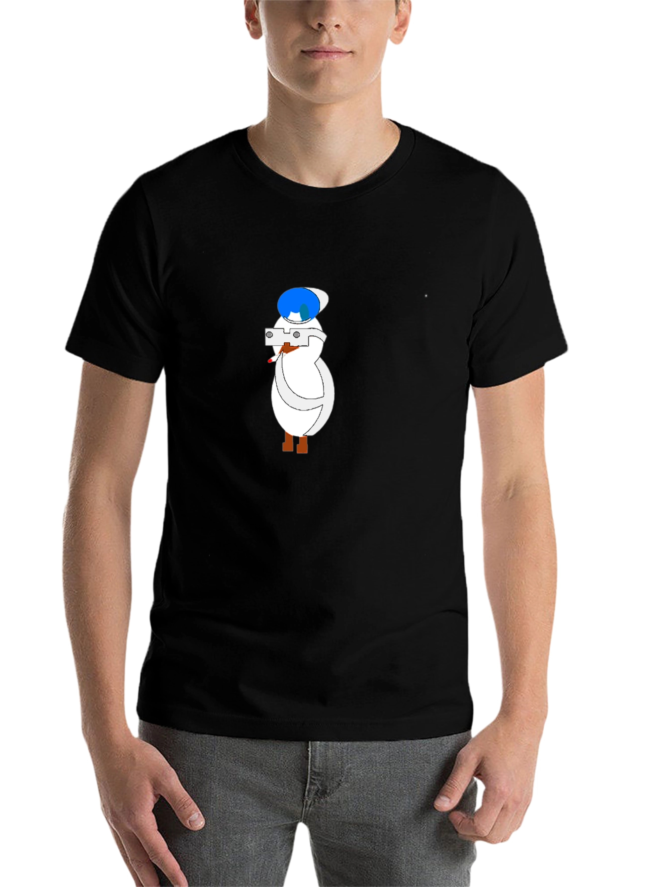 Black Cartoon Duck Tourist Black T-Shirt view 7