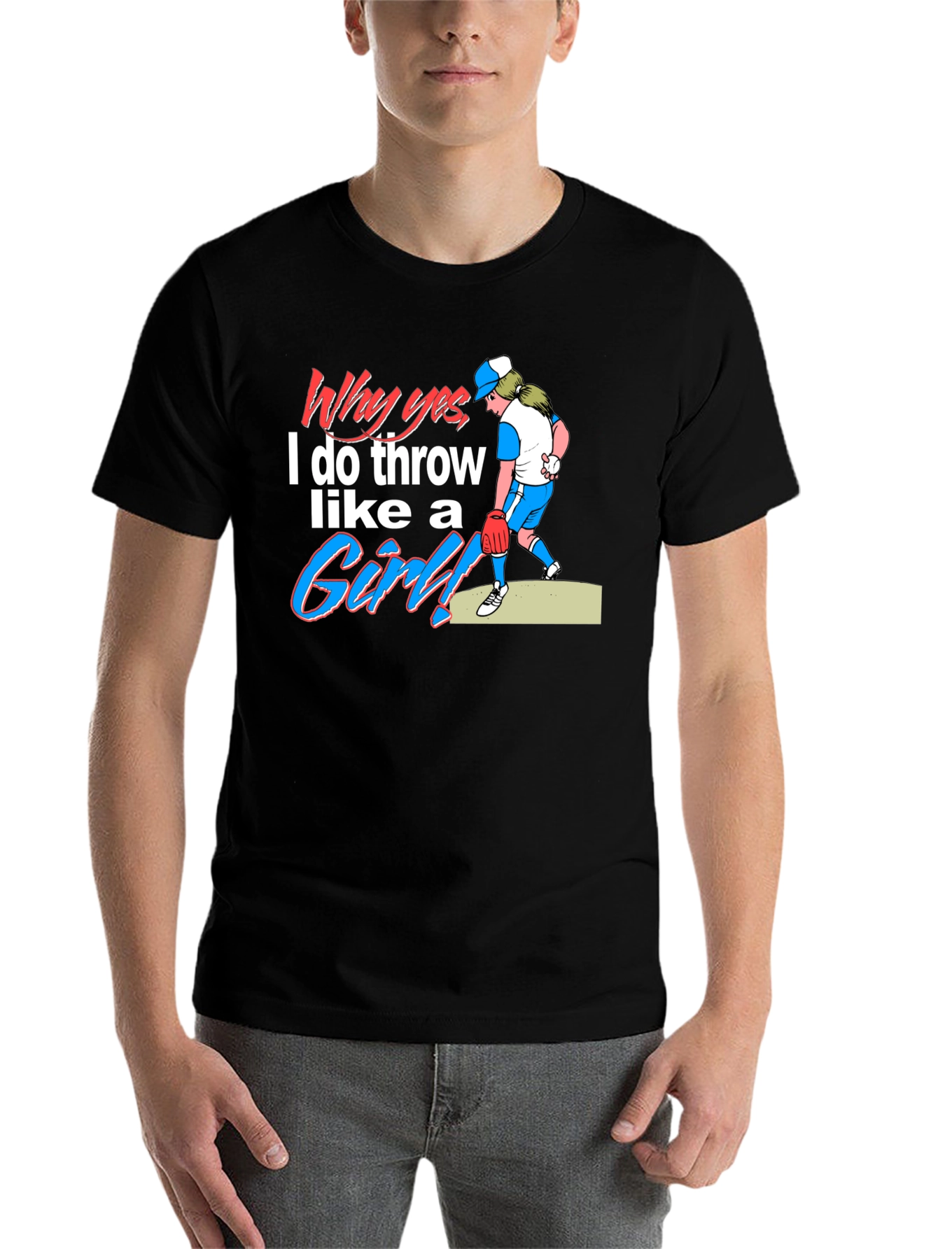 Black Funny 'Throw Like a Girl' Graphic Tee view 7