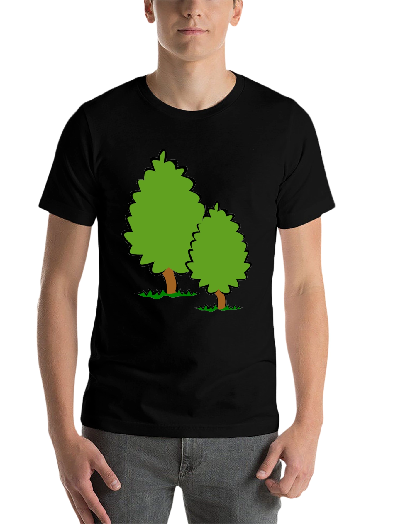 Black Cartoon Tree Graphic Black T-Shirt view 7