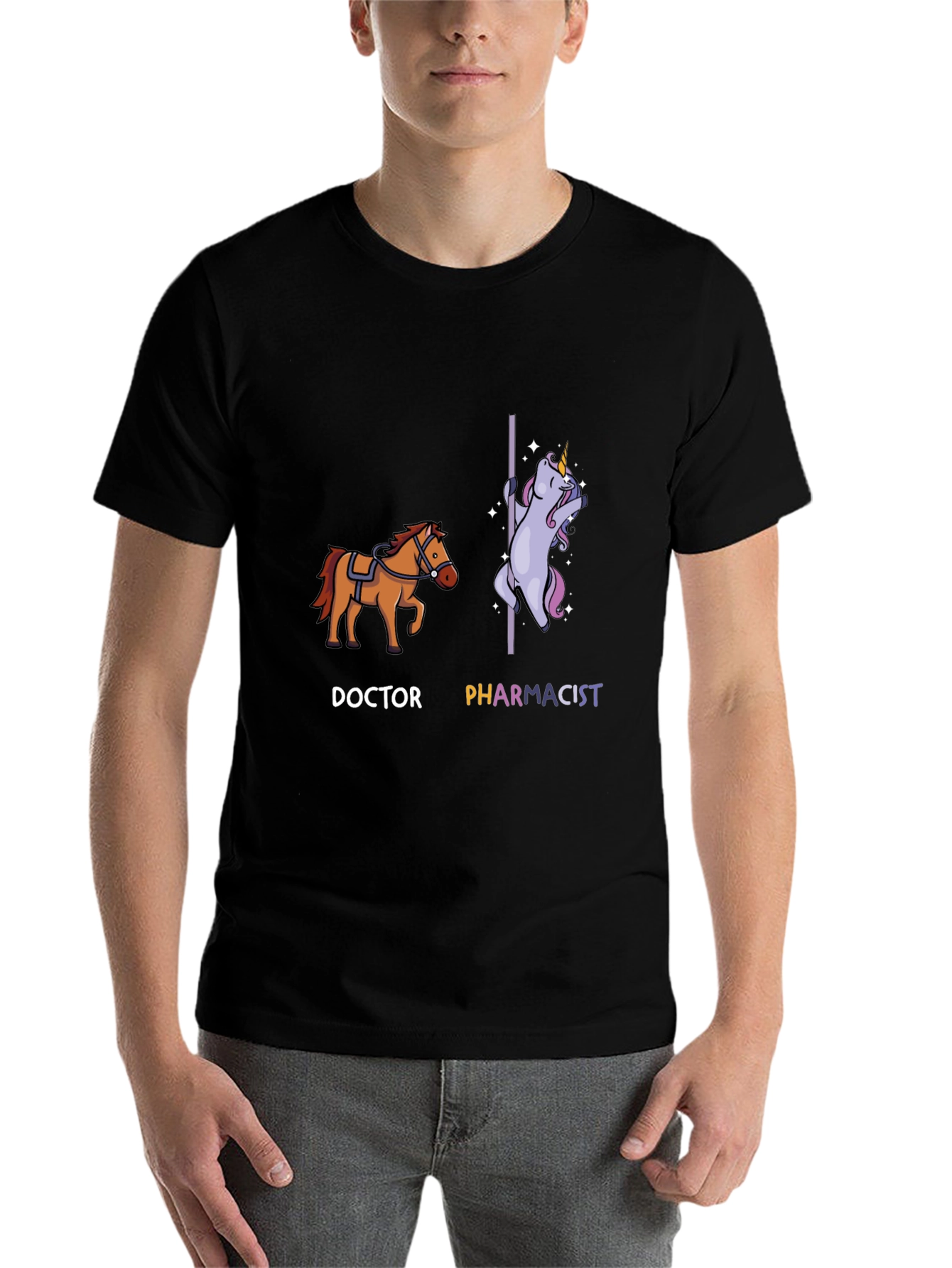 Black Doctor vs Pharmacist T-Shirt | Funny Unicorn Tee view 7