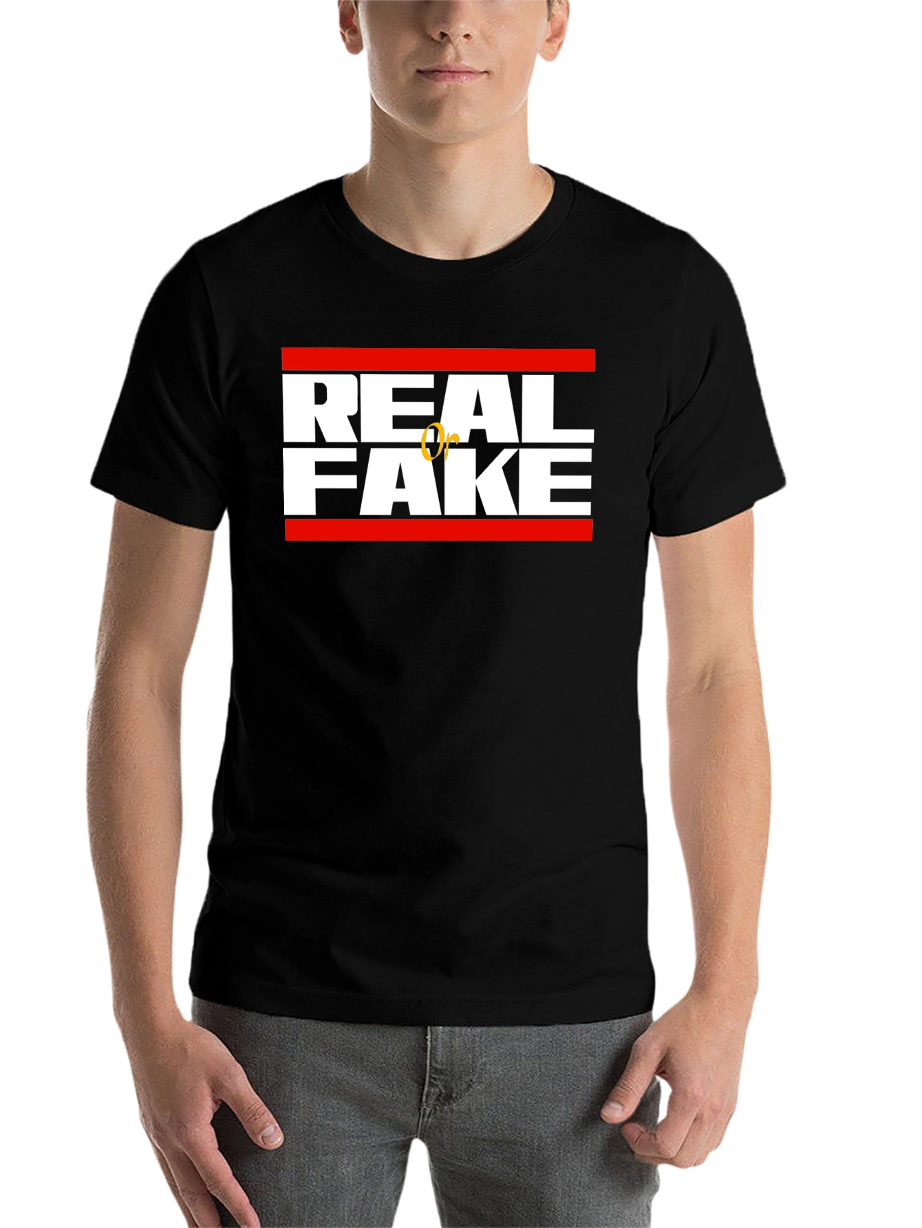 Black Real or Fake Graphic Tee view 7