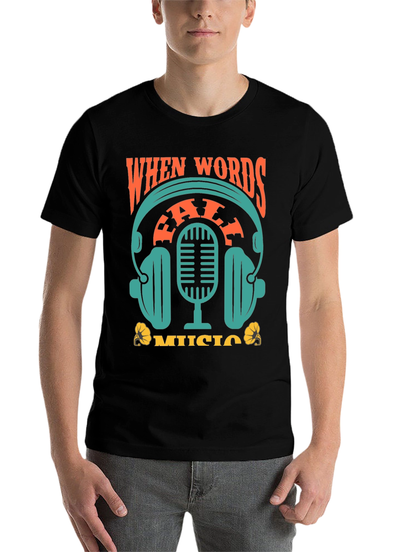 Black When Words Fail Music T-Shirt view 7