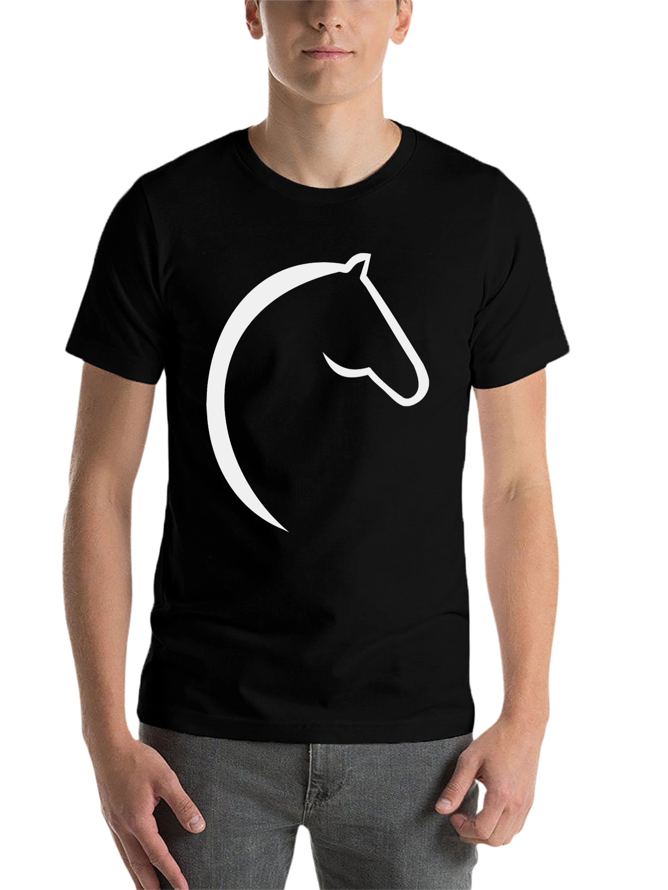 Black Horse Head Graphic Tee - Black view 7