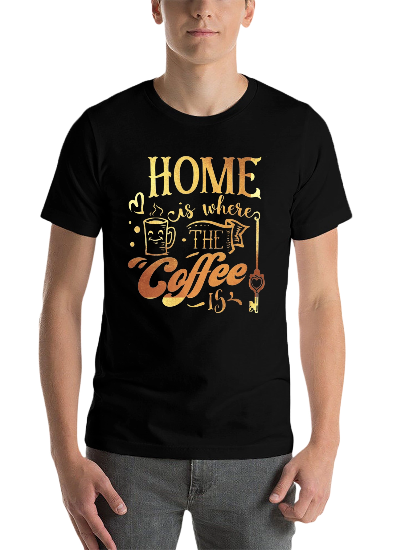 Black Home is Where the Coffee Is T-Shirt view 7