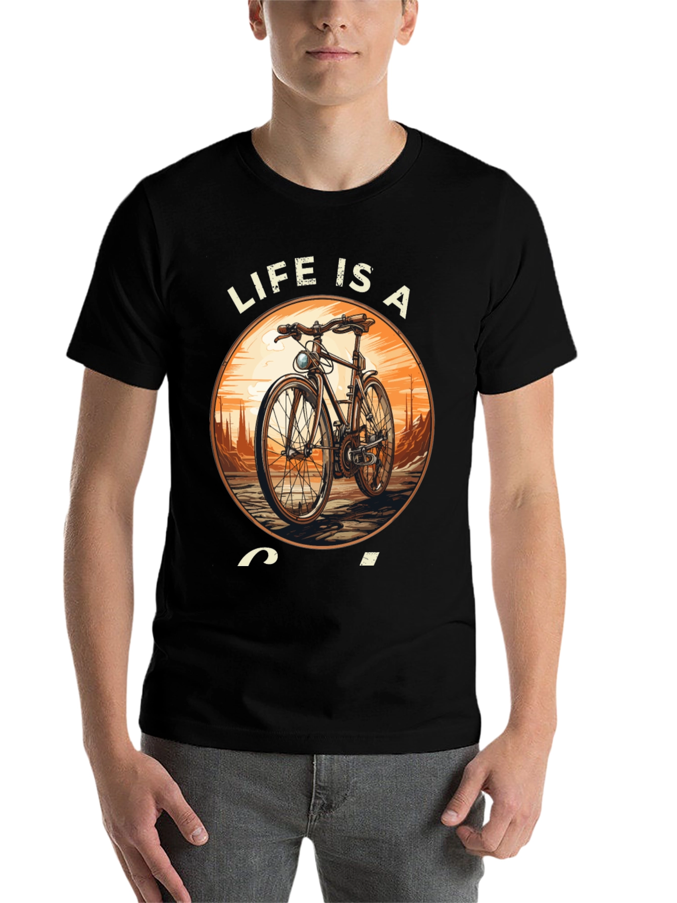 Black Life is a Ride T-Shirt - Classic Bicycle Design view 7