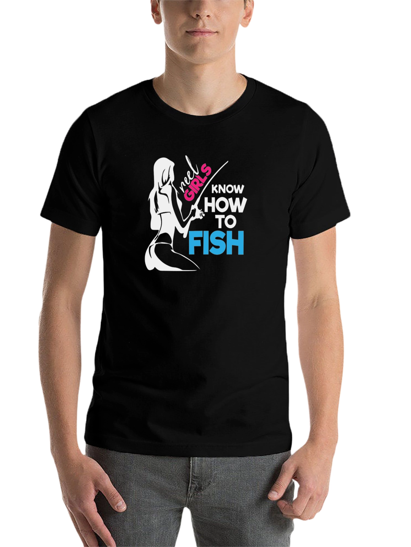 Black Reel Girls Fish T-Shirt - Black Graphic Tee view 7