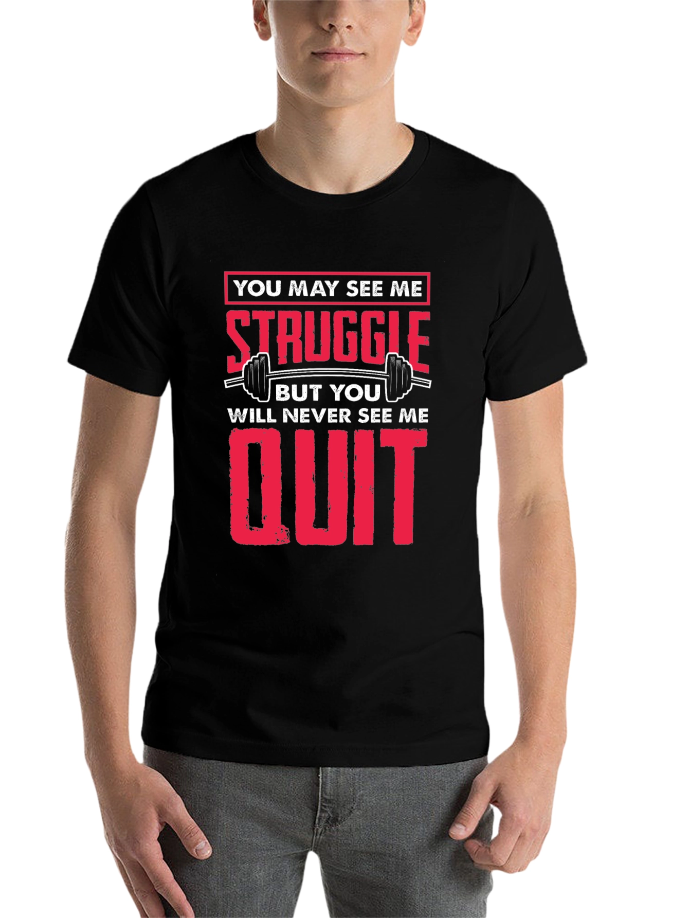 Black Struggle Never Quit Black T-Shirt view 7