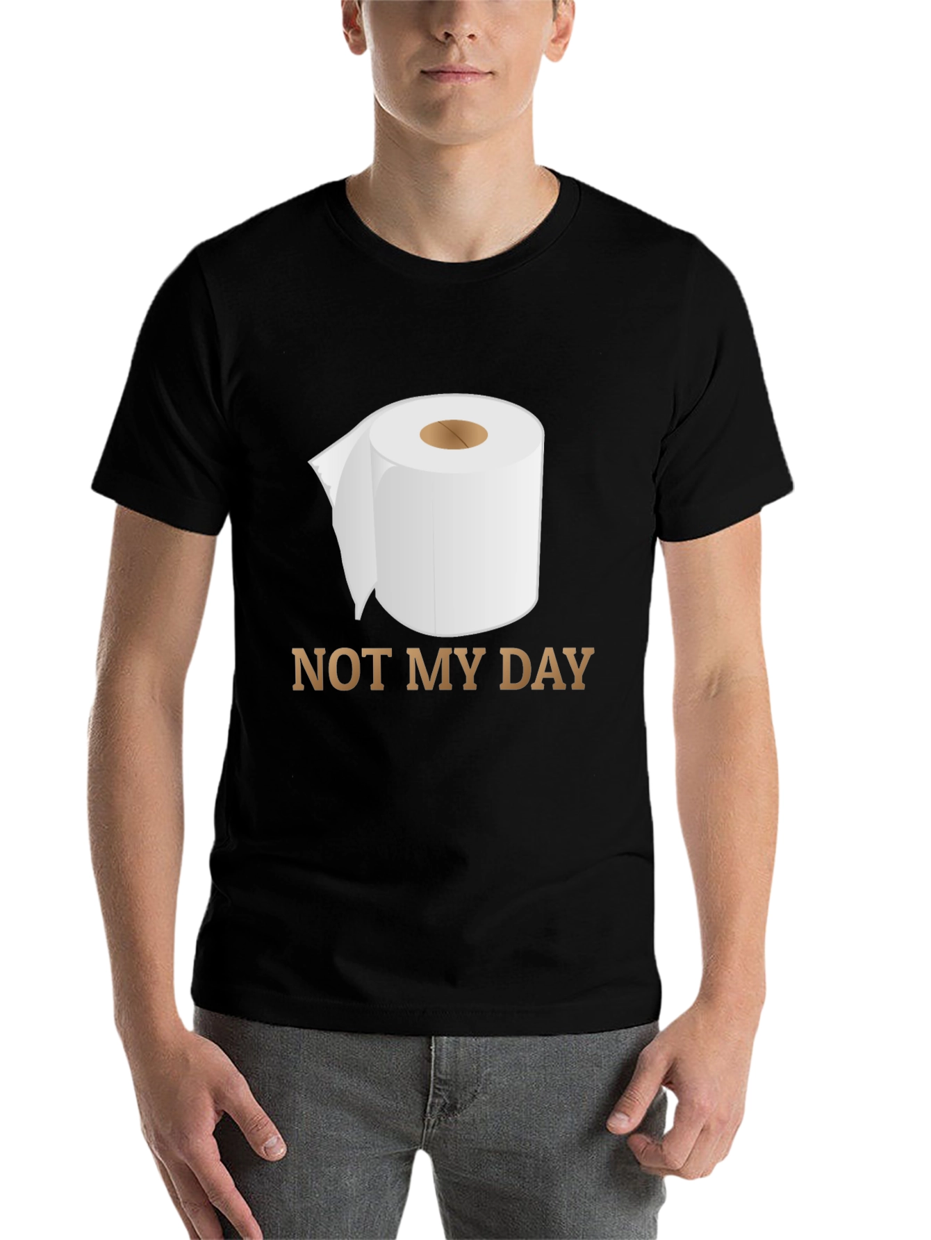 Black Not My Day Toilet Paper Humor Graphic Tee view 7