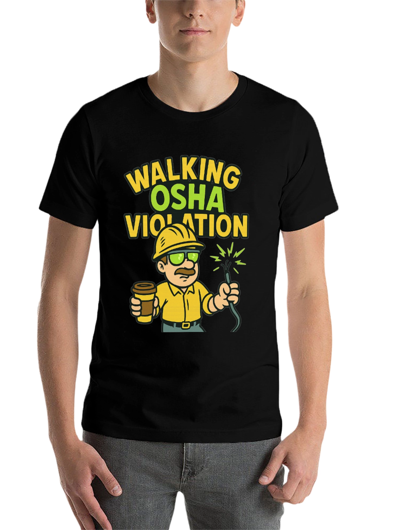 Black Walking OSHA Violation T-Shirt view 7