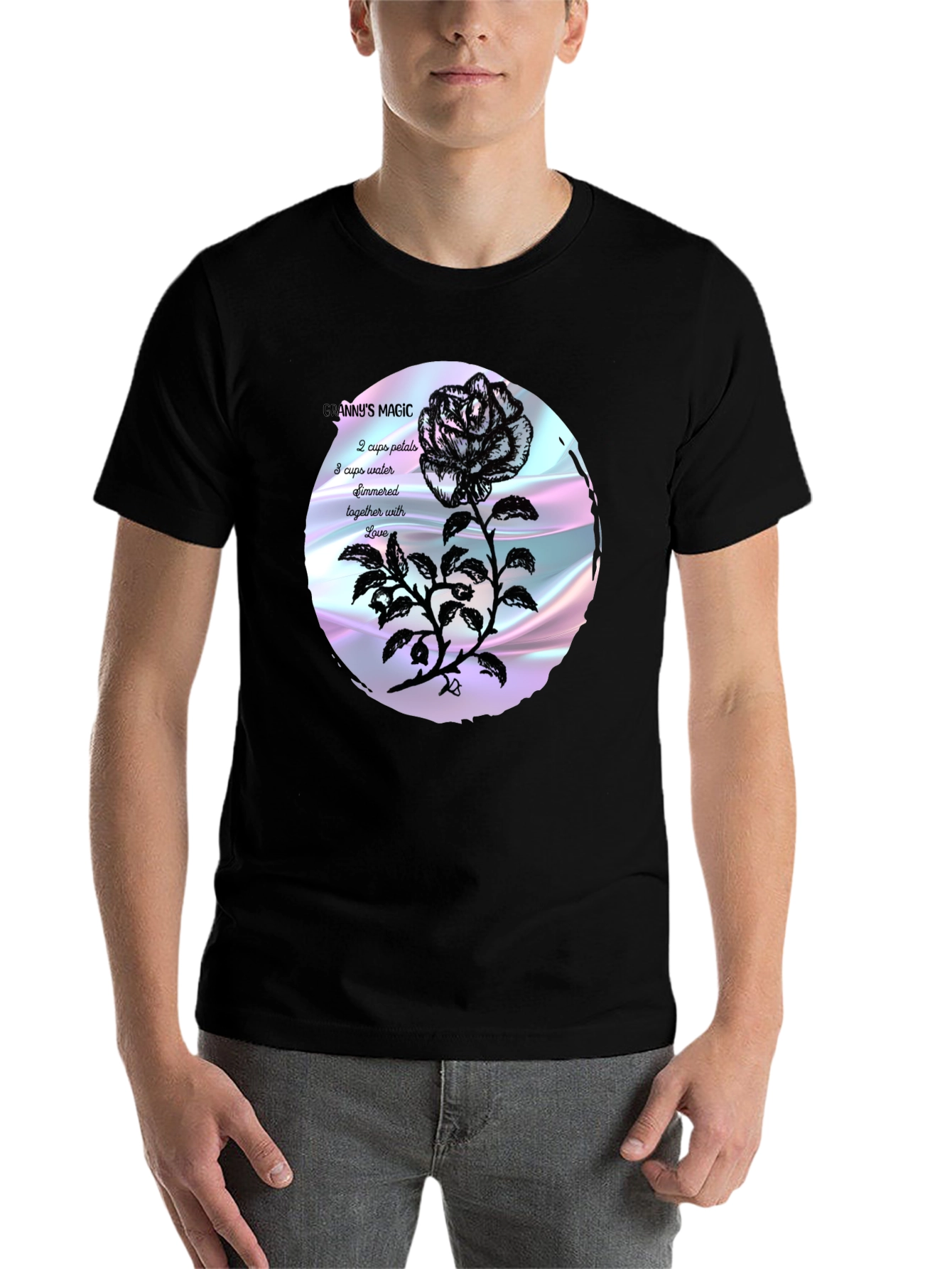 Black Granny's Magic Rose T-Shirt view 7