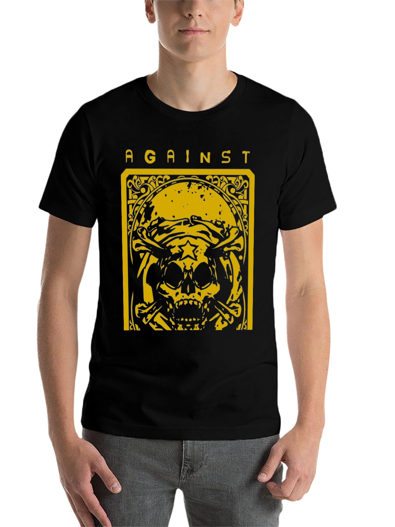 Black Against Skull Graphic T-Shirt - Black view 7