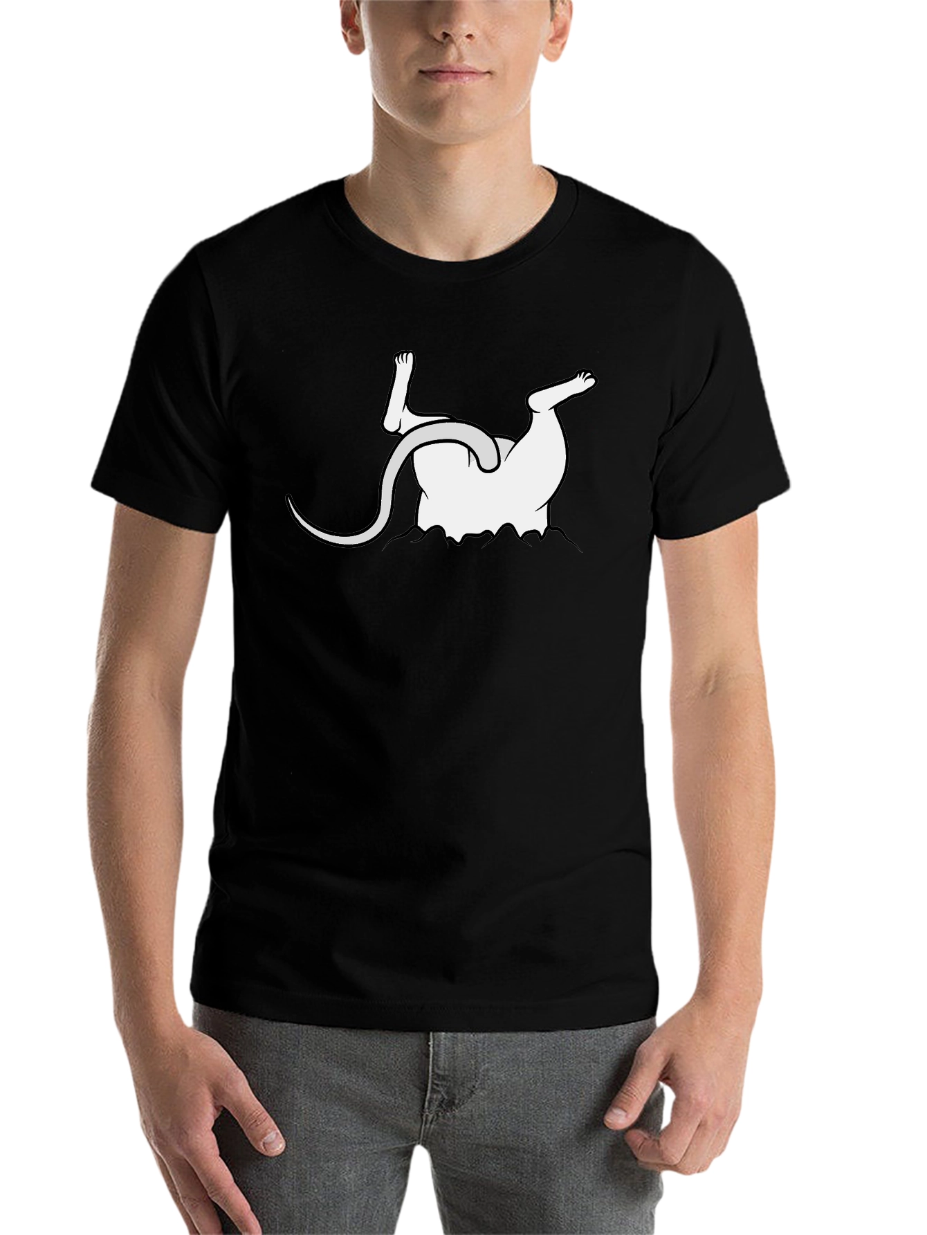 Black Upside Down Mouse Graphic Tee - Funny Unisex T-Shirt view 7