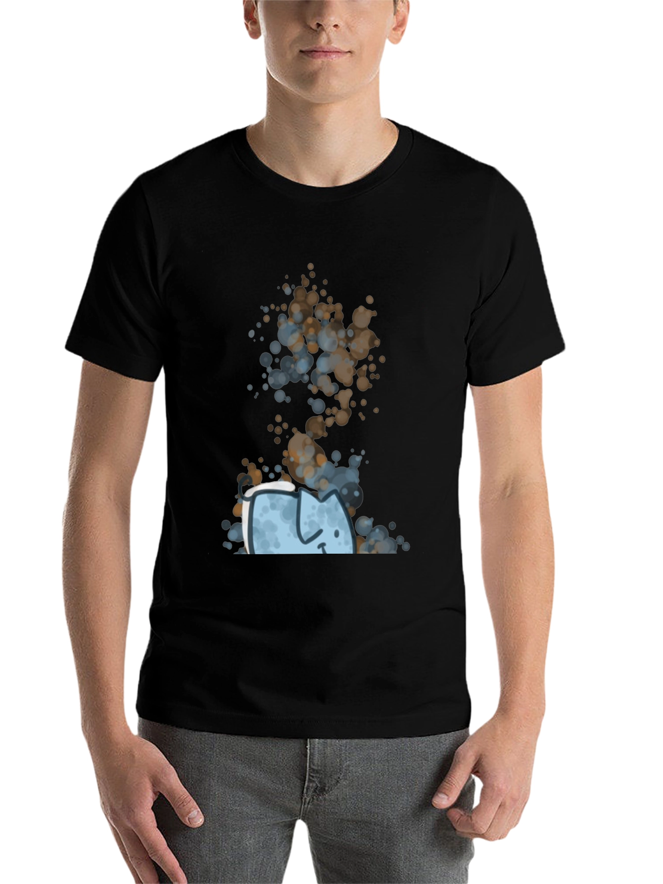 Black Abstract Cat Graphic Tee - Unique Style view 7