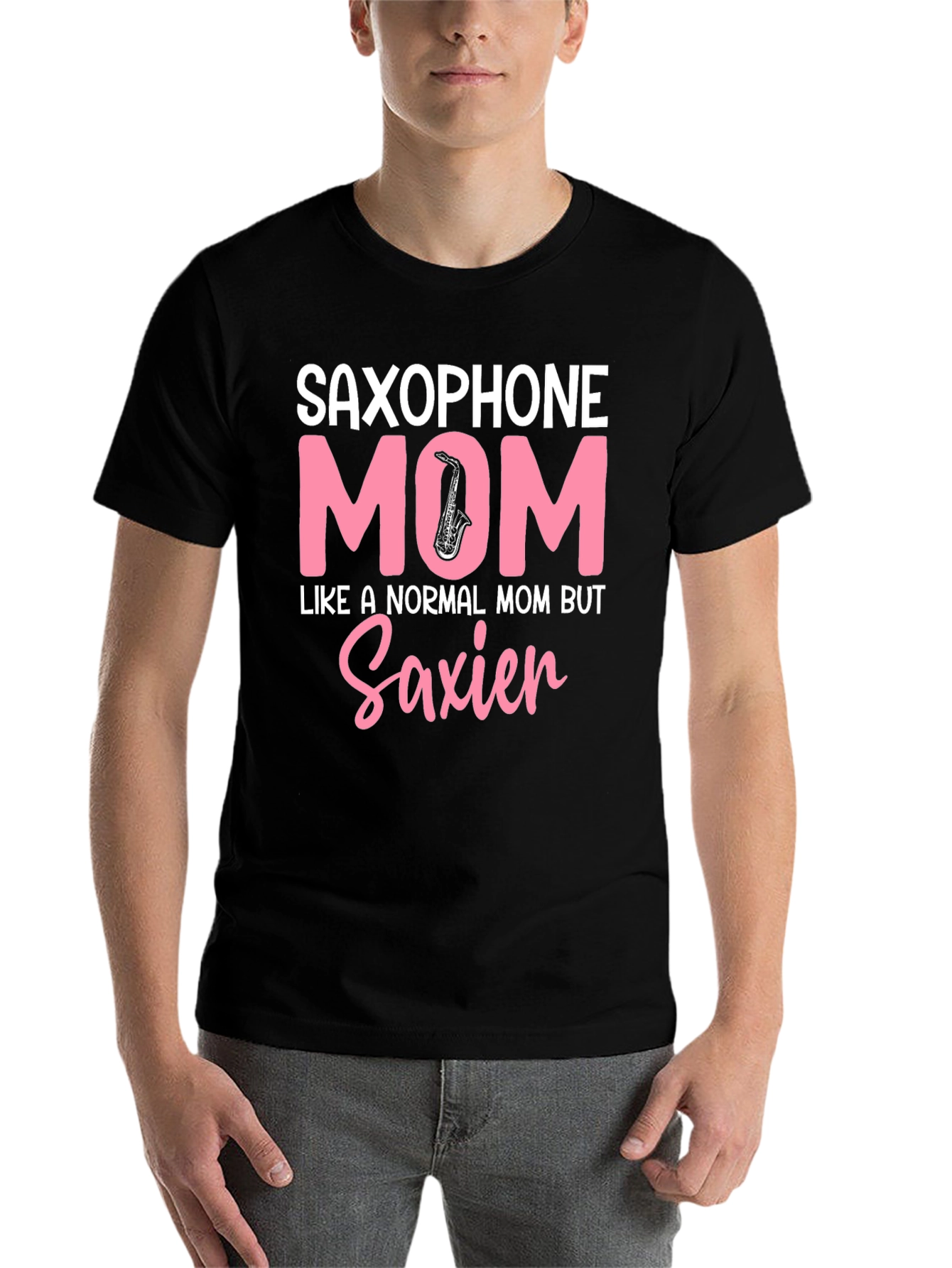 Black Saxophone Mom T-Shirt - Unique Gift for Musician Mothers view 7