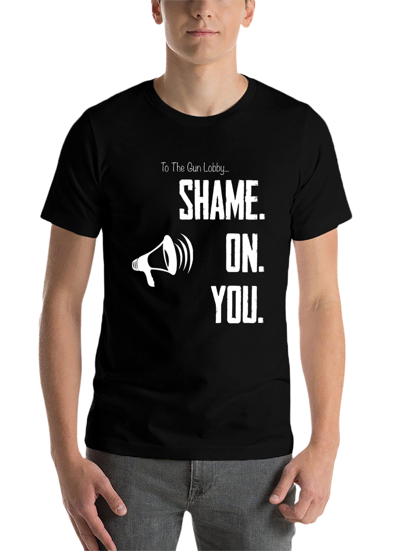Black Shame On You Graphic T-Shirt view 7