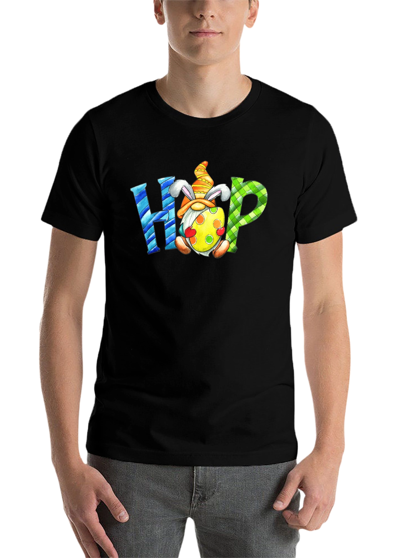 Black Easter Gnome HOP T-Shirt view 7