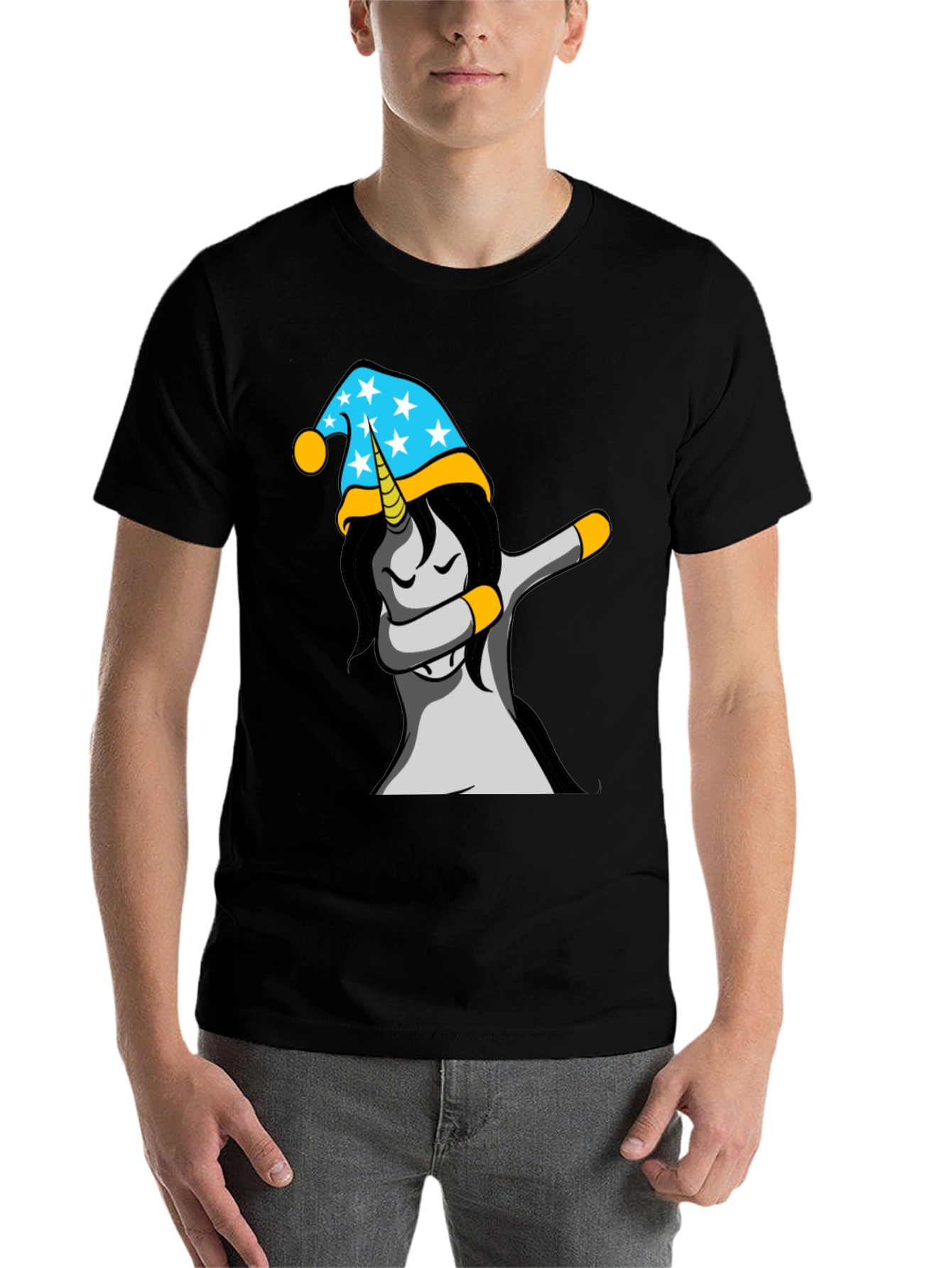 Black Unicorn Dabbing T-Shirt view 7