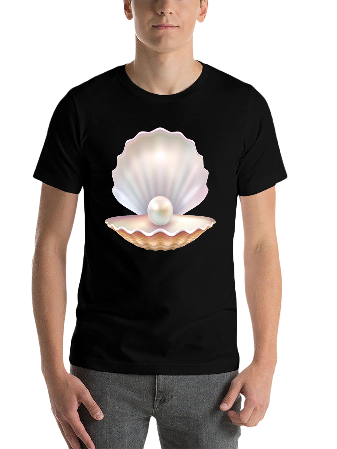 Black Pearl Oyster Graphic Tee - Black Cotton Blend view 7