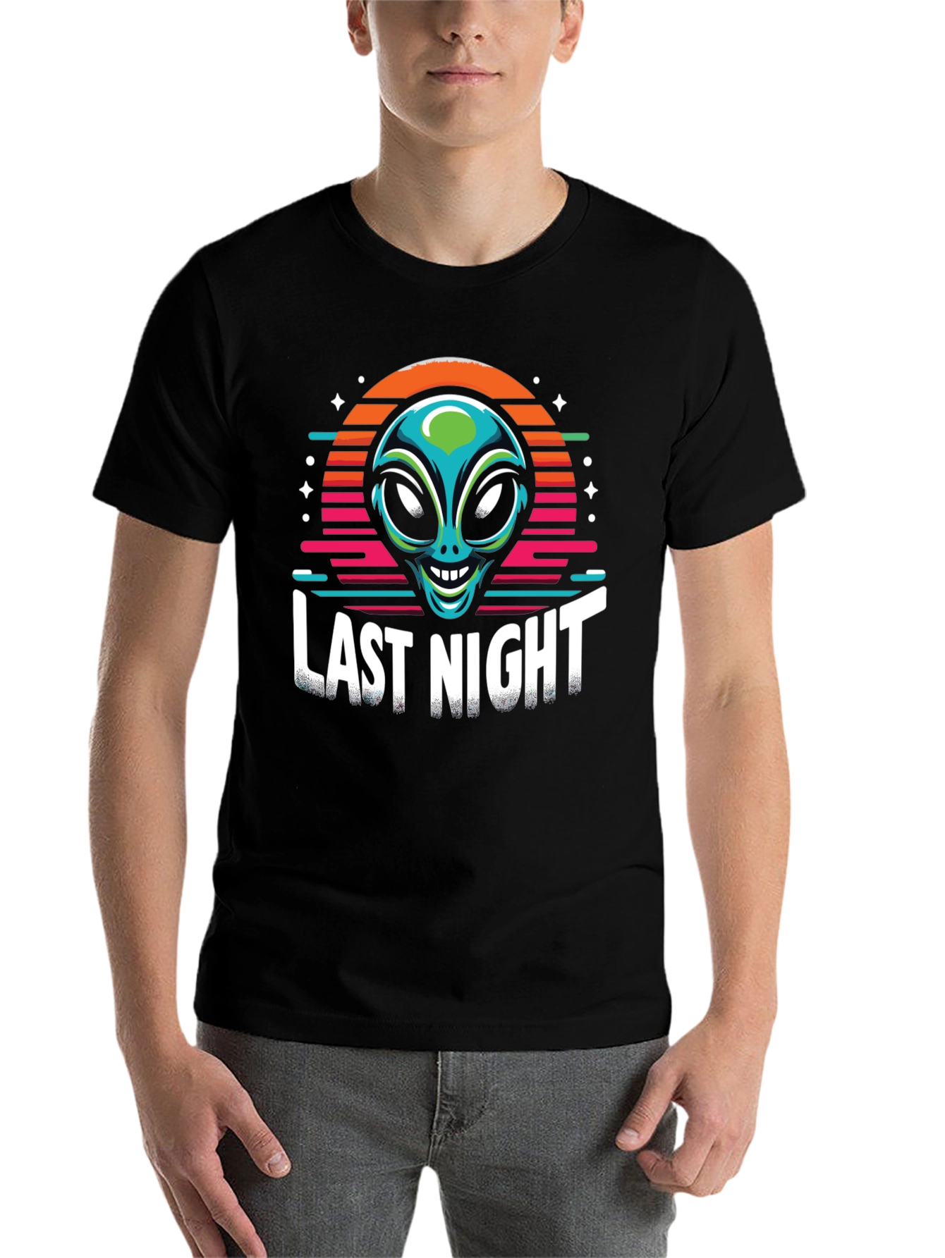 Black Last Night Alien Graphic T-Shirt view 7