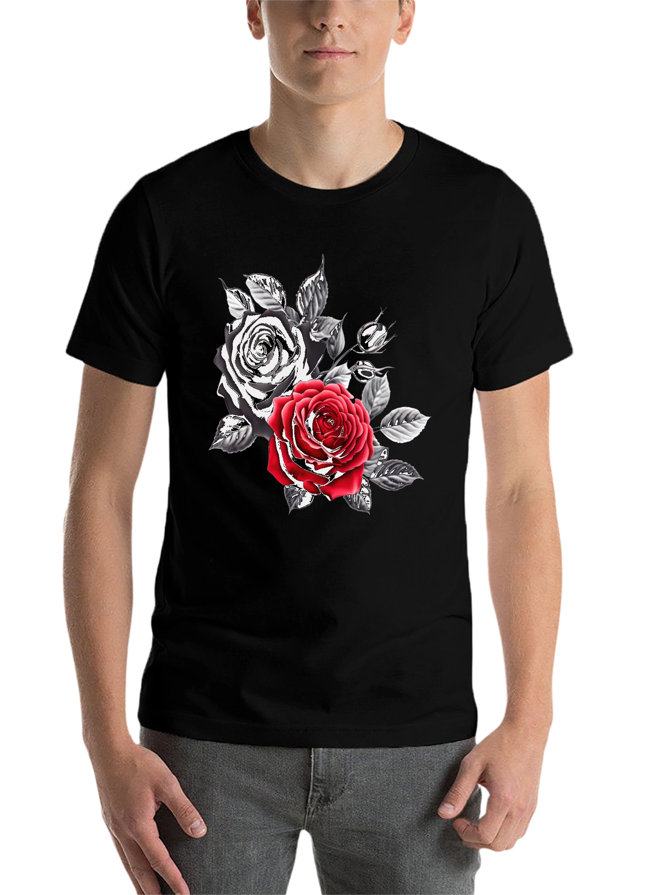 Black Rose Graphic Print Men's T-Shirt view 7