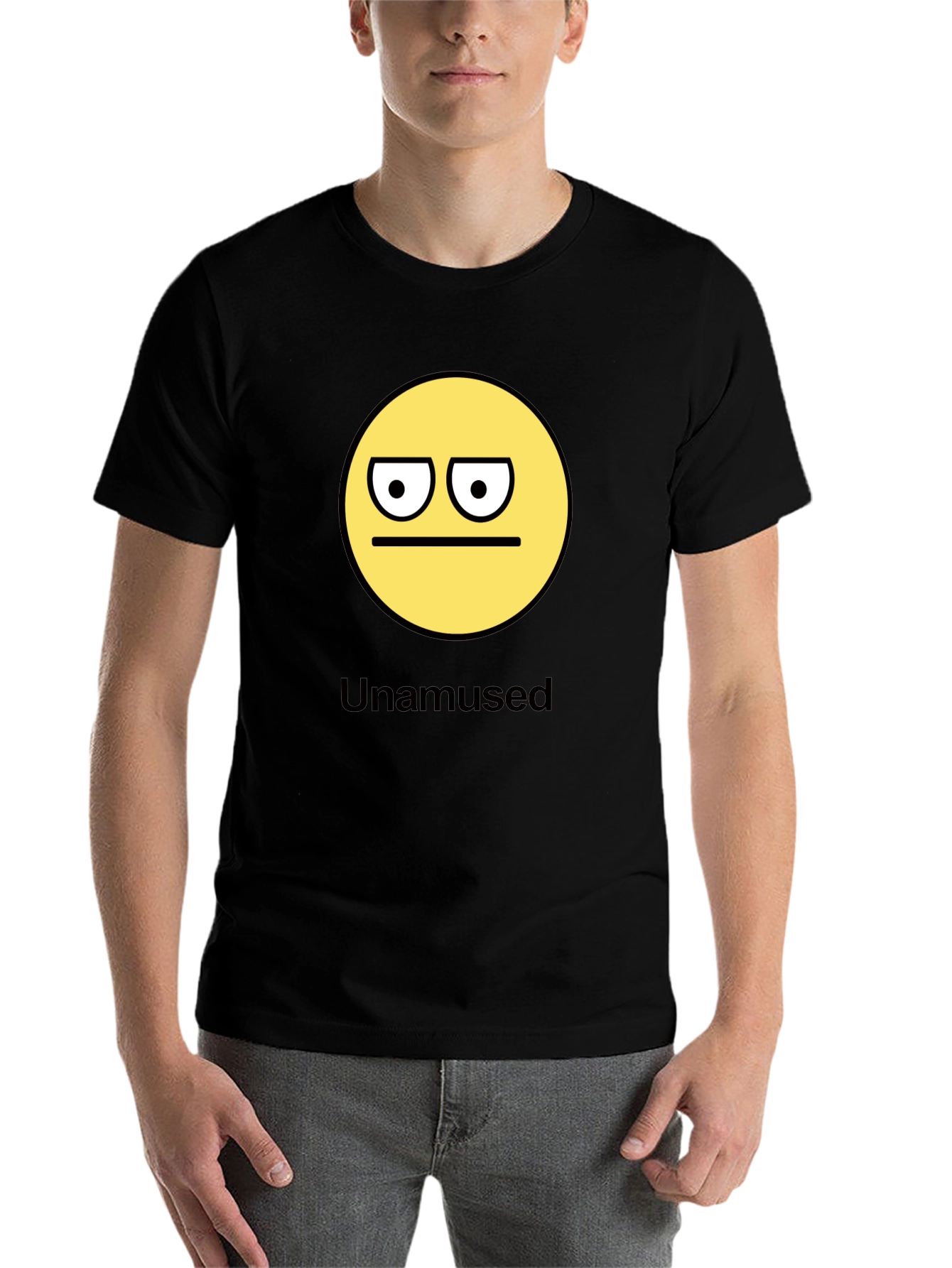 Black Unamused Emoji Graphic Black T-Shirt view 7