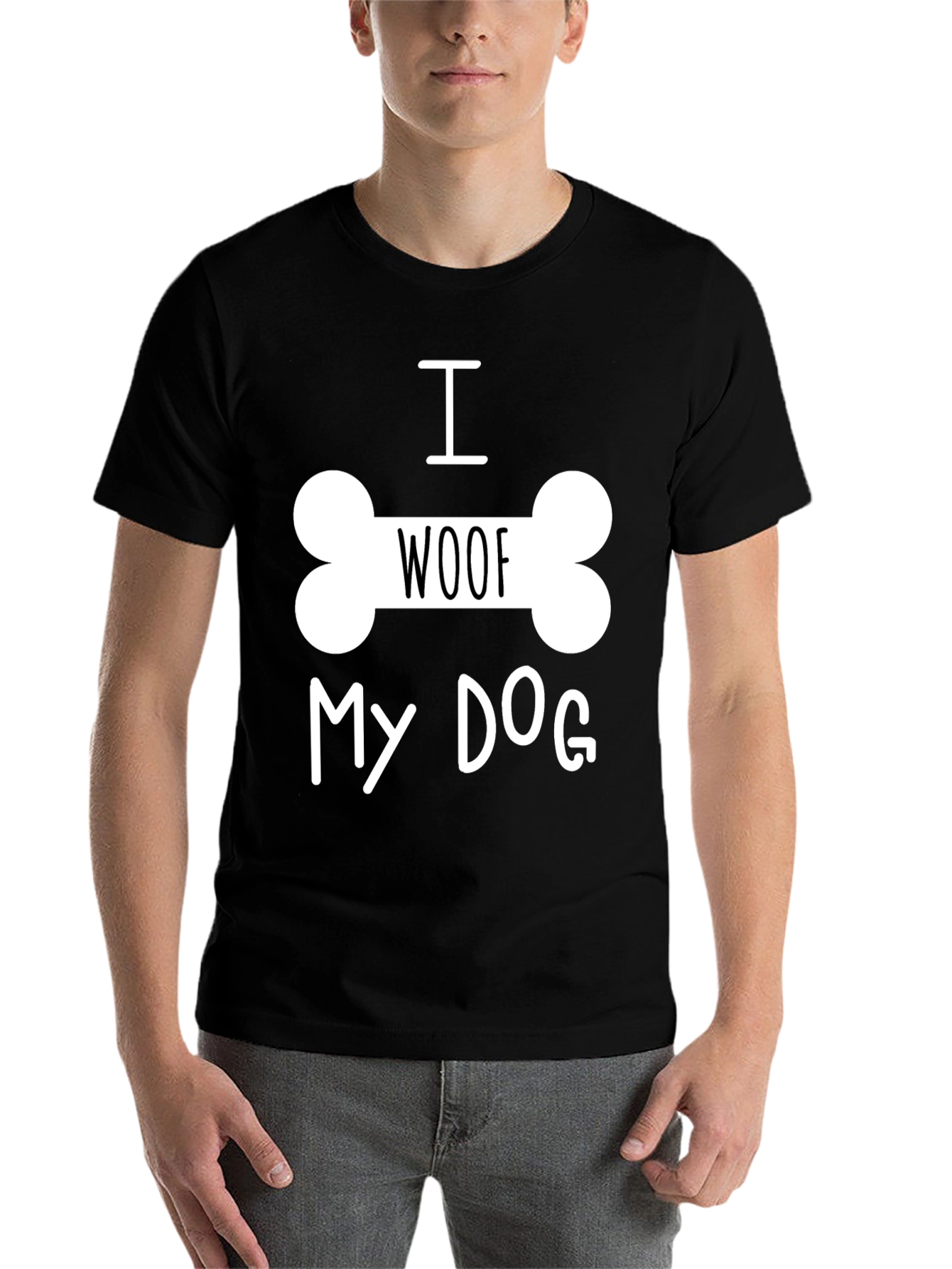 Black I Woof My Dog T-Shirt - Black, Dog Lover Tee view 7