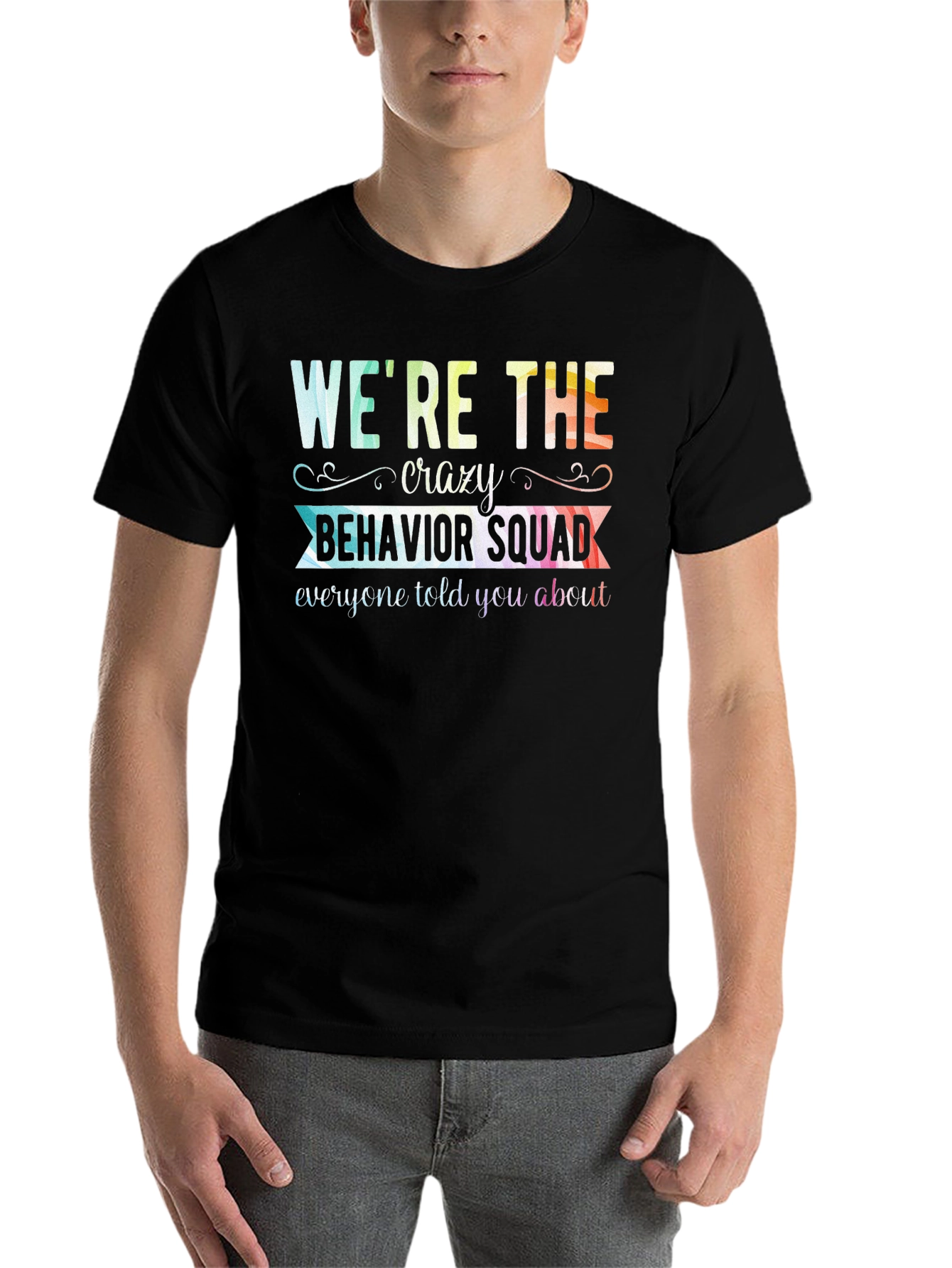 Black Crazy Behavior Squad Graphic T-Shirt view 7