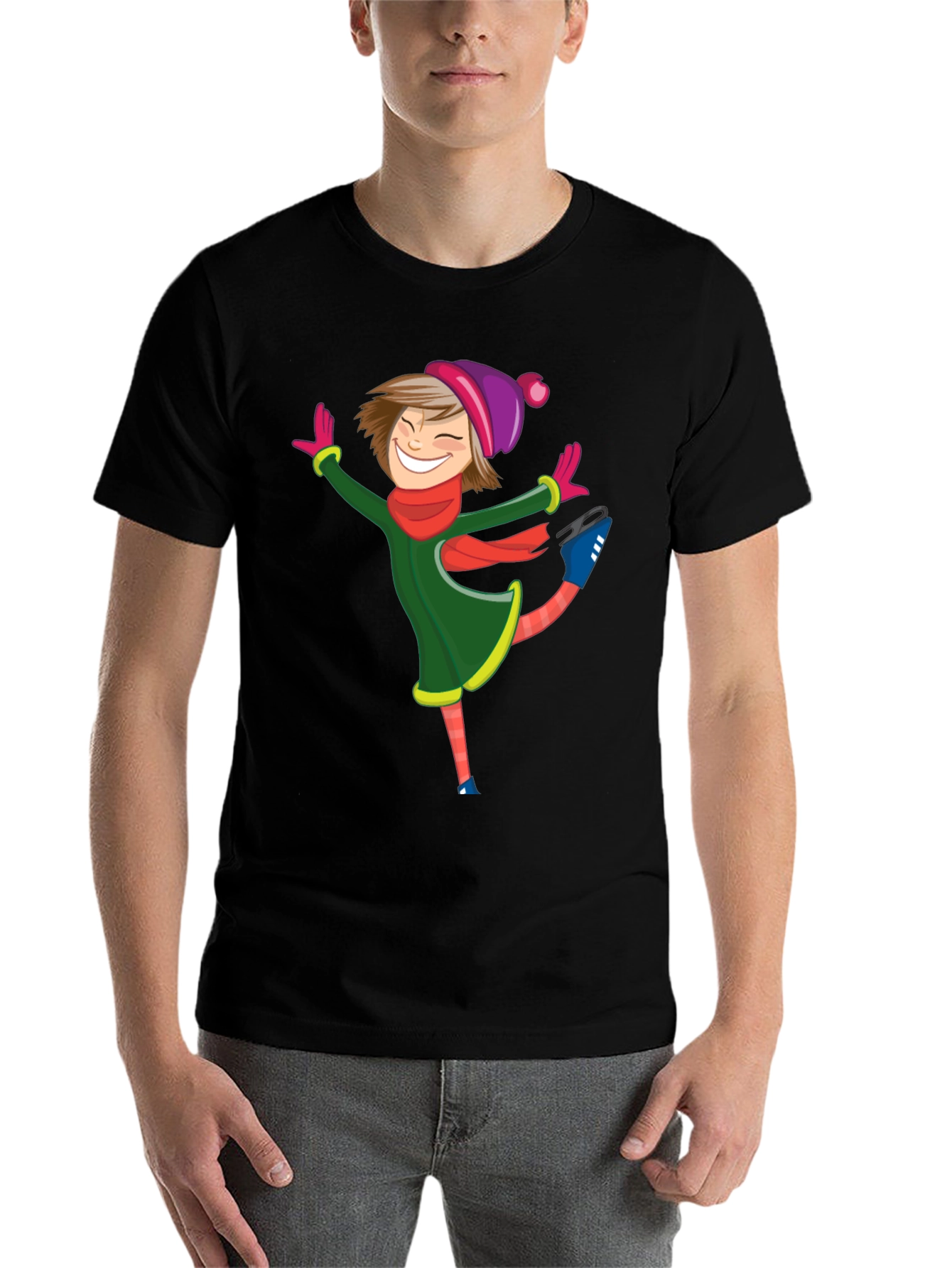 Black Skating Girl Graphic Tee - Black Cotton Blend Shirt view 7