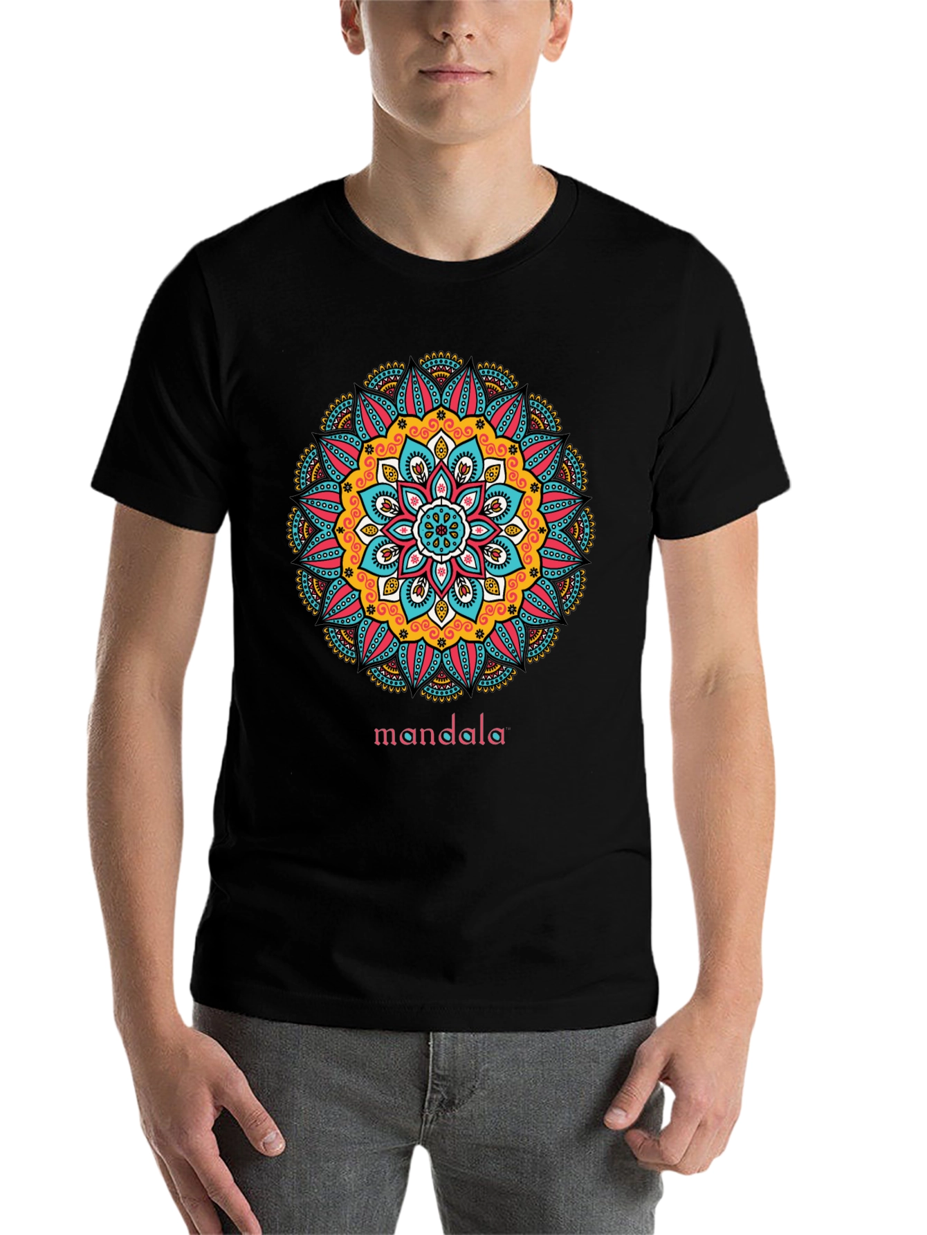 Black Mandala Graphic Print Black T-Shirt view 7