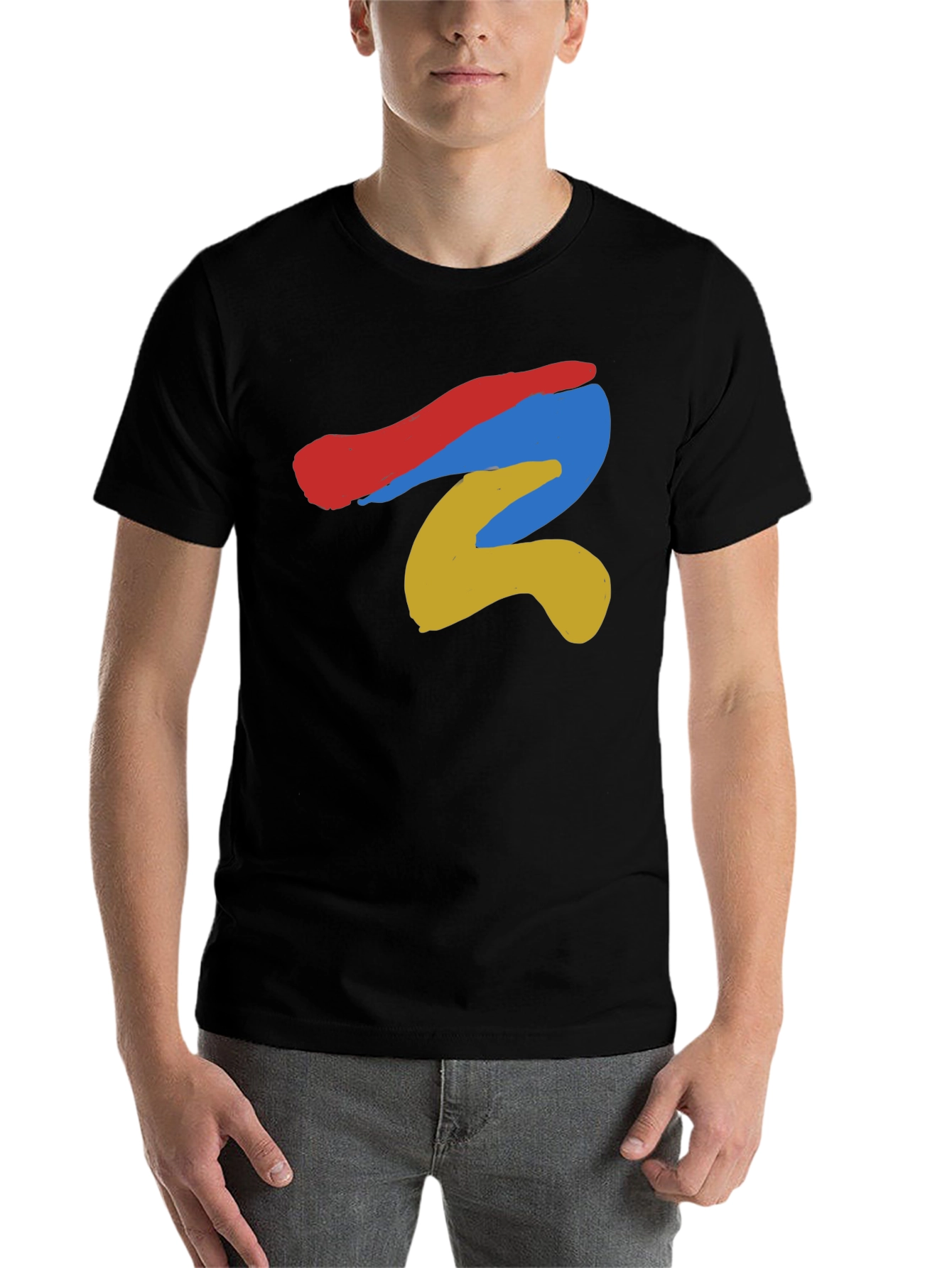 Black Abstract Color Stroke Graphic Tee - Modern Art Shirt view 7