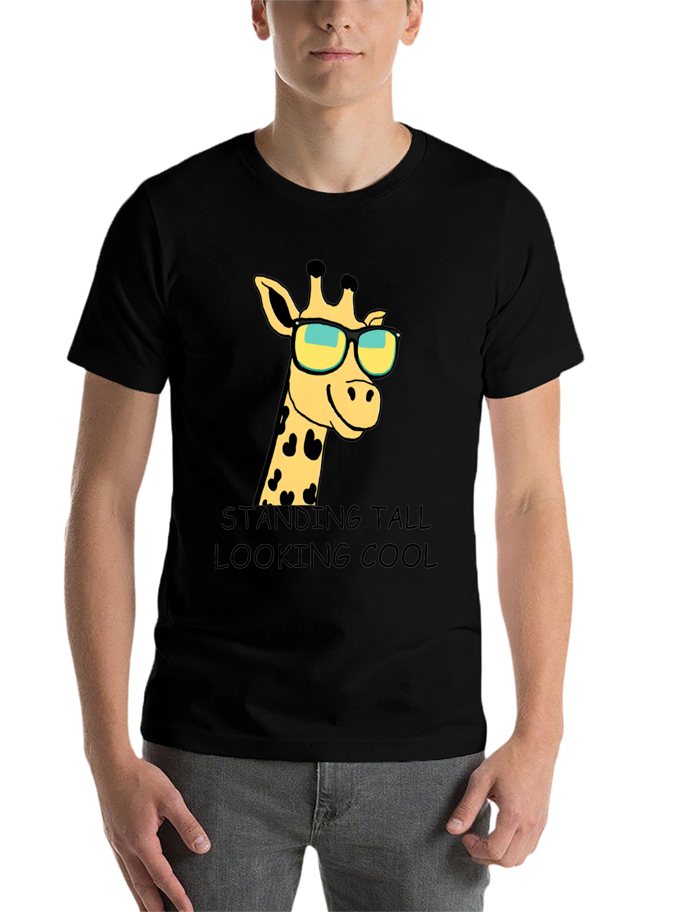 Black Giraffe Sunglasses Graphic T-Shirt: Standing Tall Looking Cool view 7
