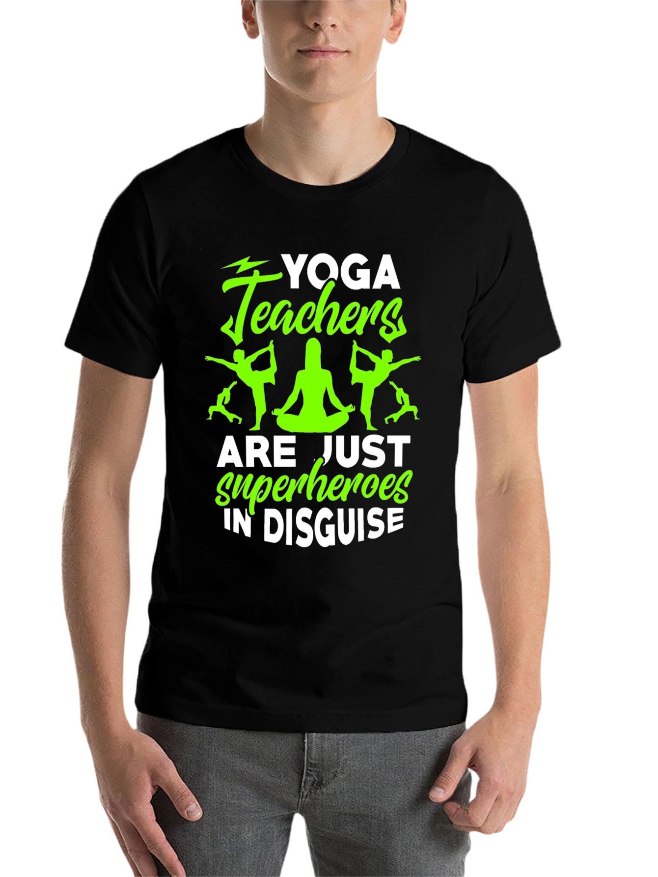 Black Yoga Teacher Superhero Graphic Tee view 7