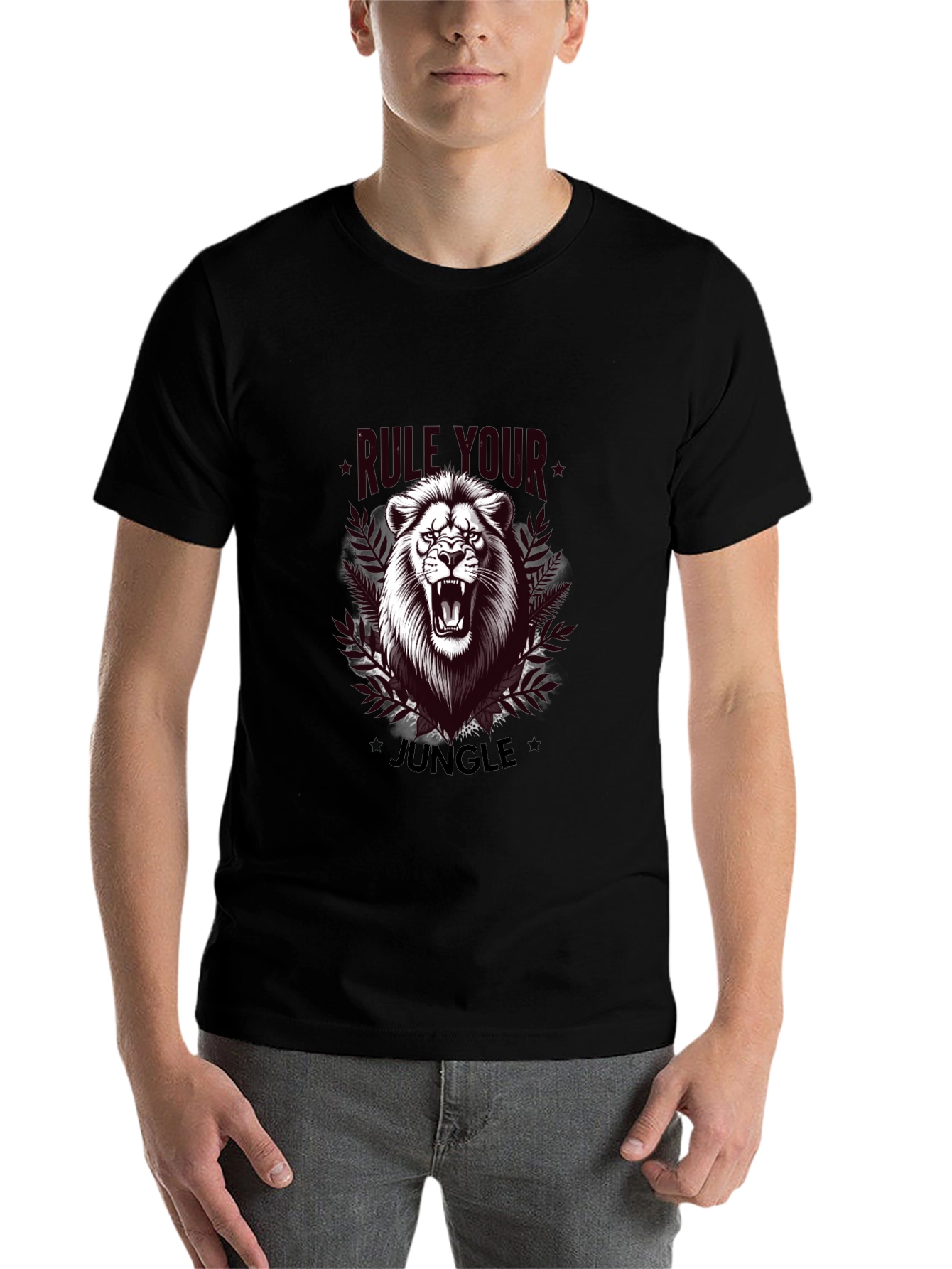 Black Rule Your Jungle Lion Graphic T-Shirt view 7