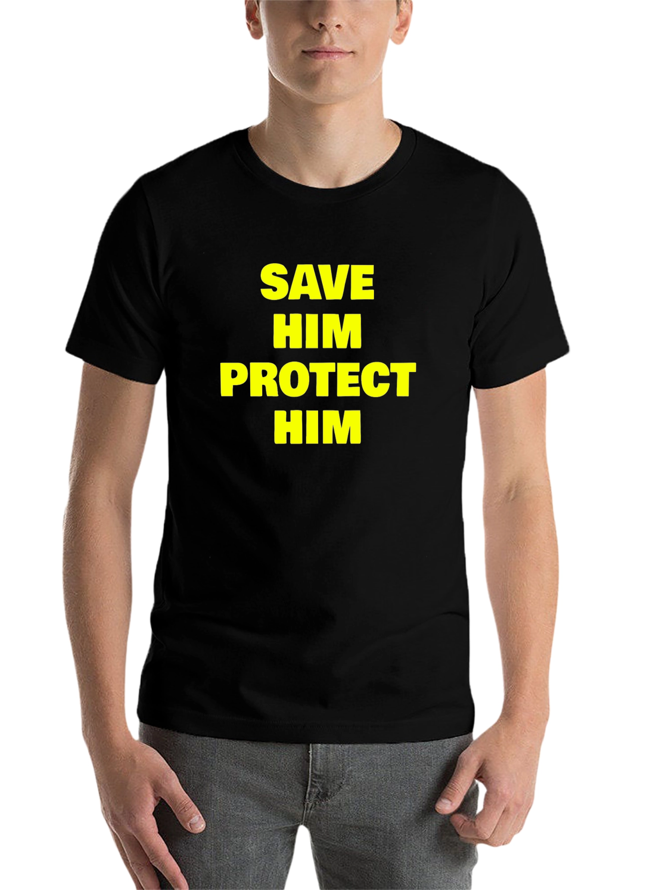 Black Save Him Protect Him Graphic Tee - Black view 7