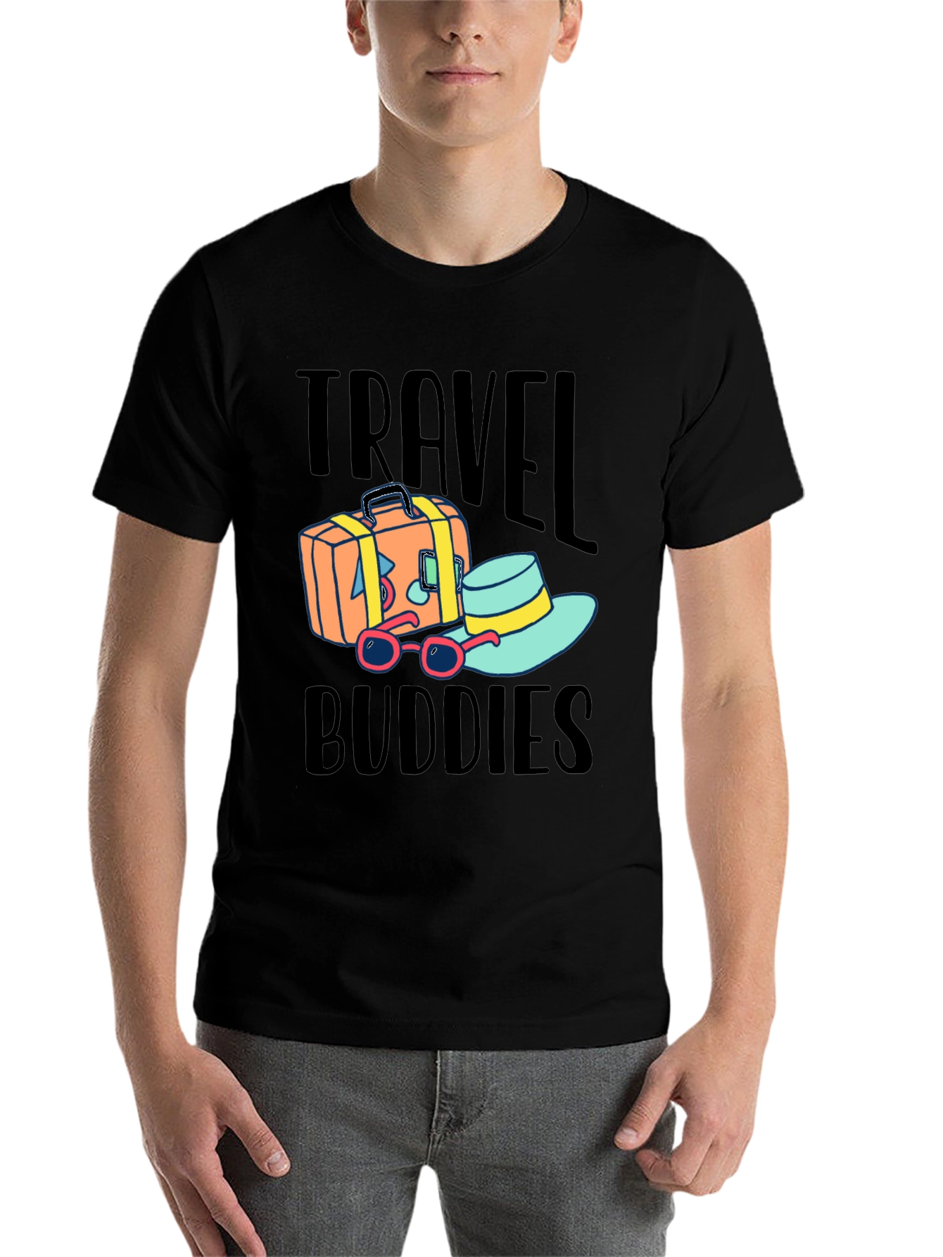 Black Travel Buddies T-Shirt view 7