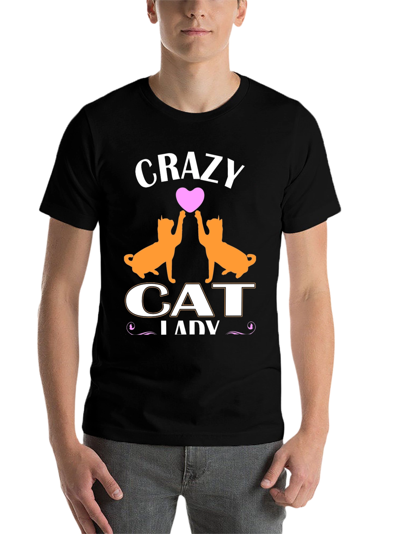 Black Crazy Cat Lady T-Shirt - Cute Cat Lover Tee view 7