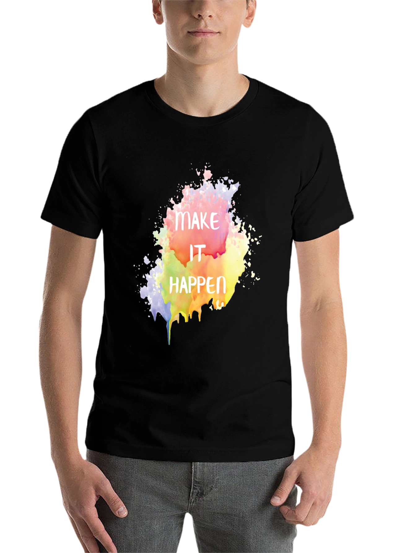 Black Make It Happen Graphic Tee - Black Cotton Blend view 7