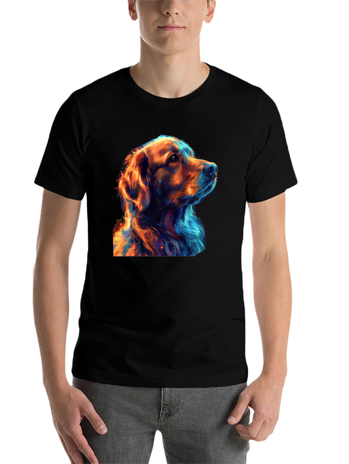 Cool Dog Art Graphic Black T-Shirt - 7