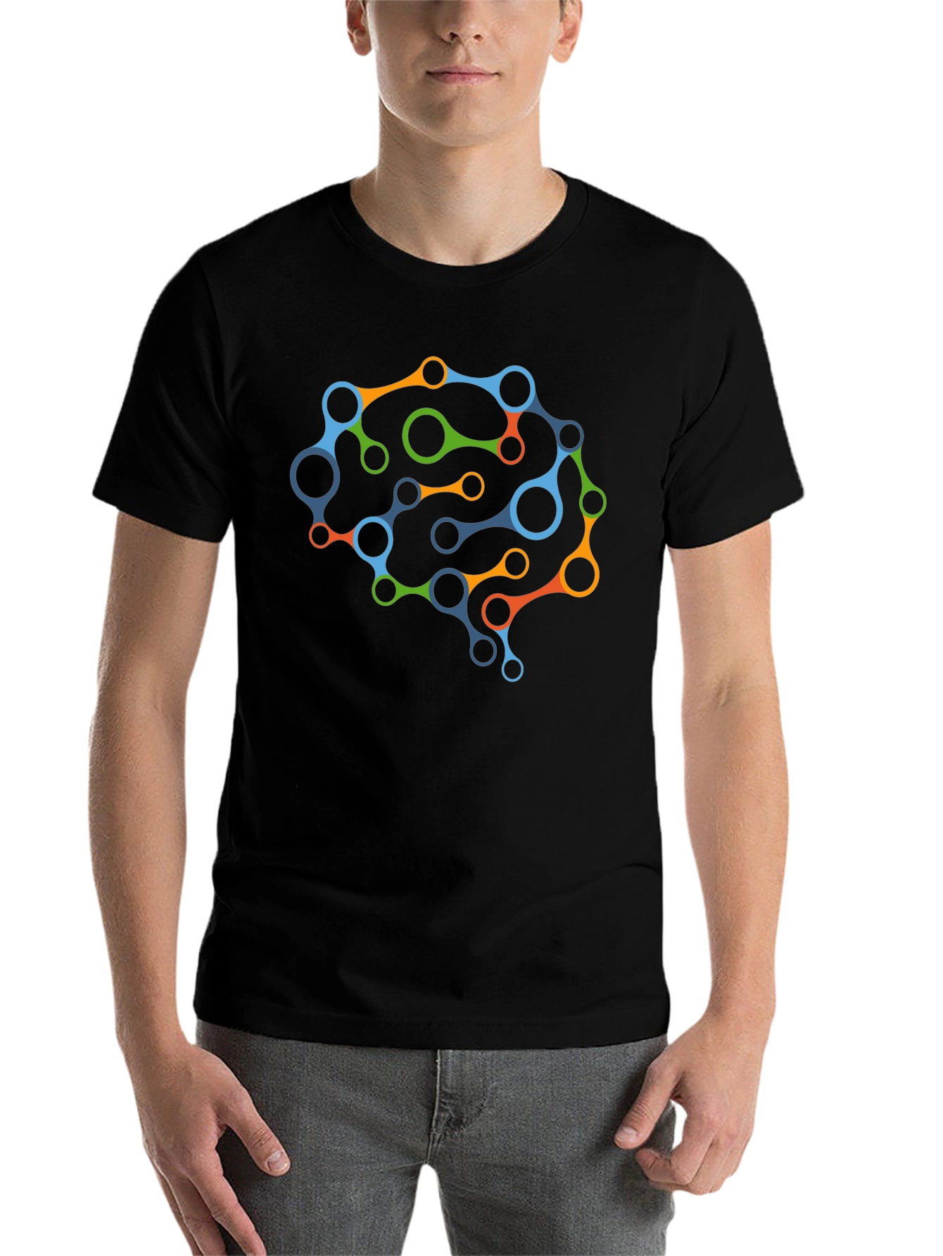 Black Brain Circuit Graphic Tee - Black Crew Neck T-Shirt view 7