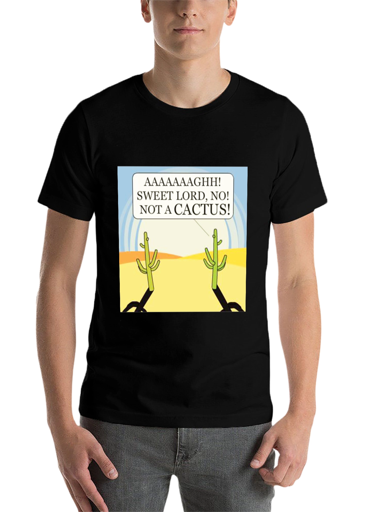Black Funny Cactus T-Shirt - AAAAAAGHH! view 7