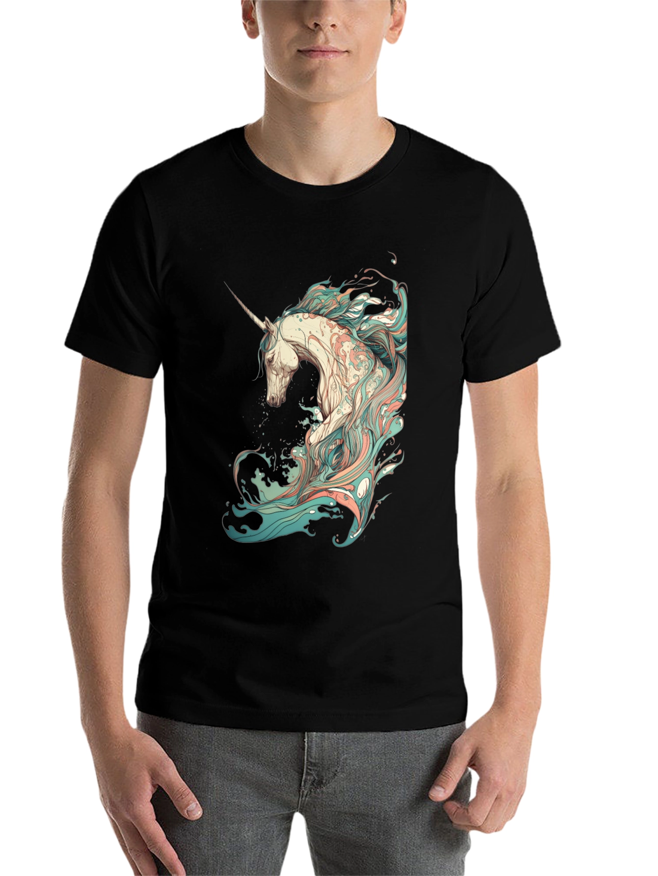 Black Unicorn Graphic Black T-Shirt - Unique Design view 7