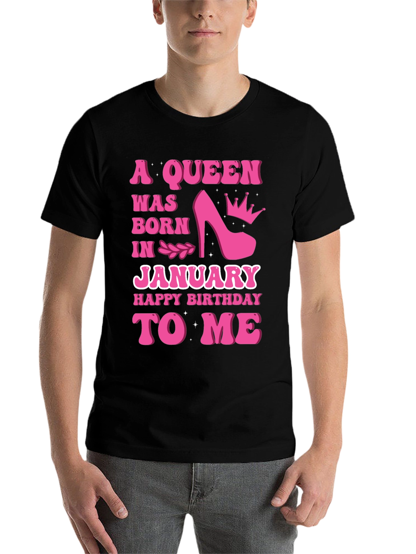 Black A Queen Was Born In January T-Shirt view 7