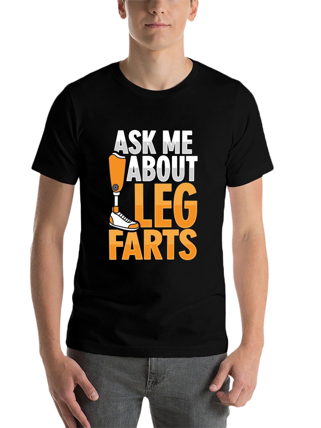 Black Ask Me About Leg Farts T-Shirt view 7