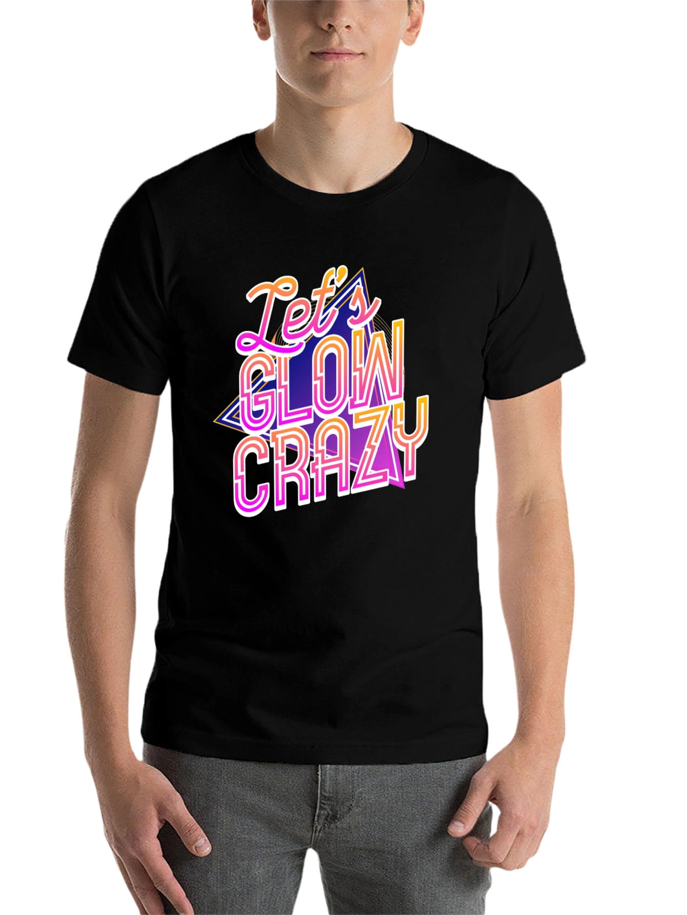 Black Let's Glow Crazy Graphic Tee - Party Shirt view 7