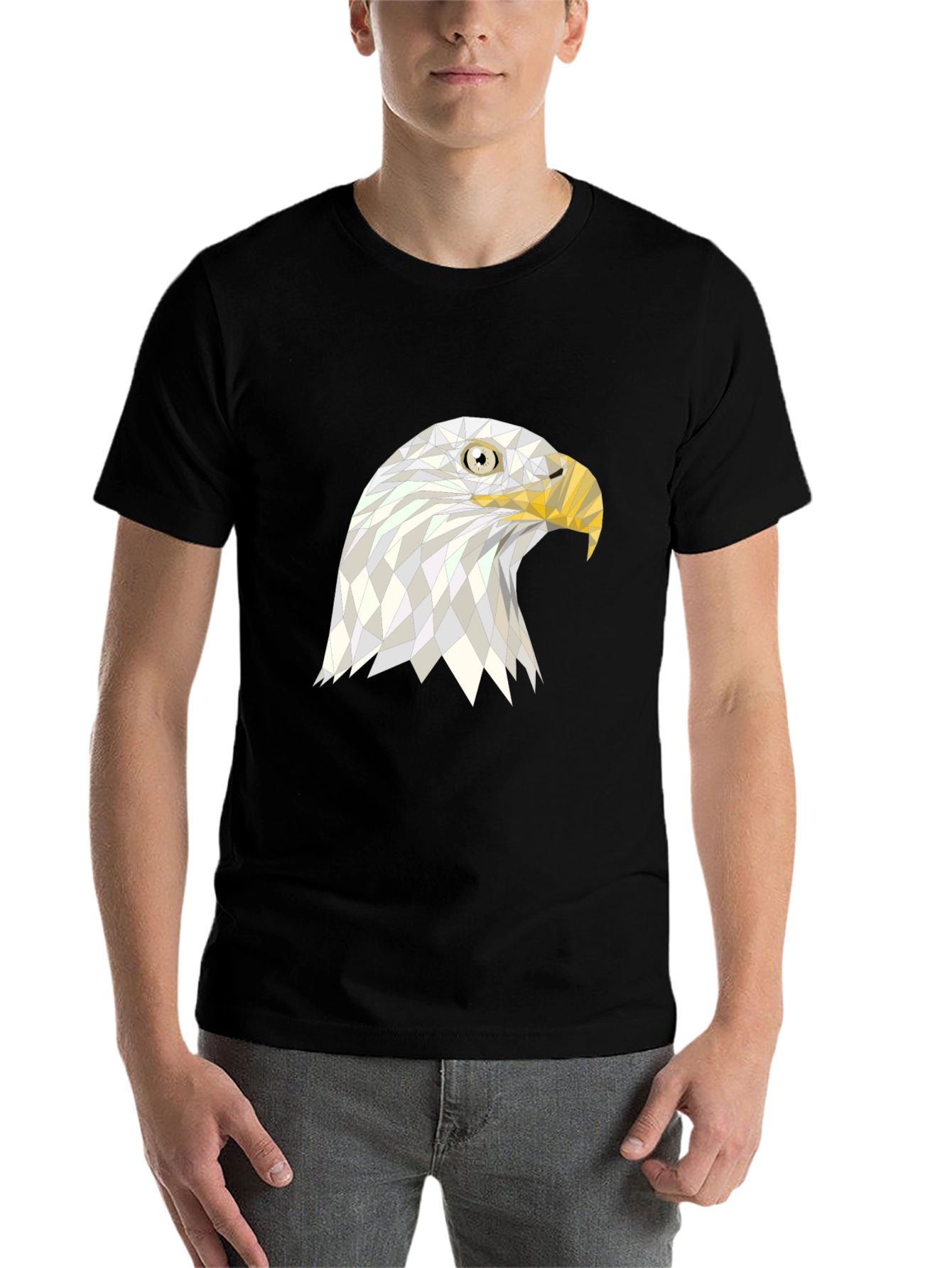 Black Geometric Eagle Graphic Black T-Shirt view 7
