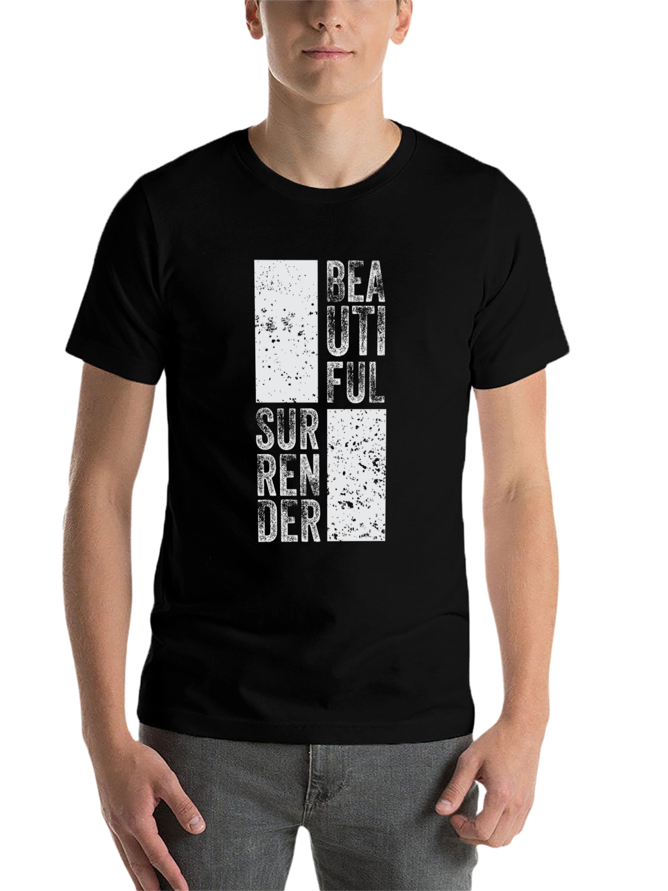 Black Beautiful Surrender Graphic Tee - Black Casual T-Shirt view 7