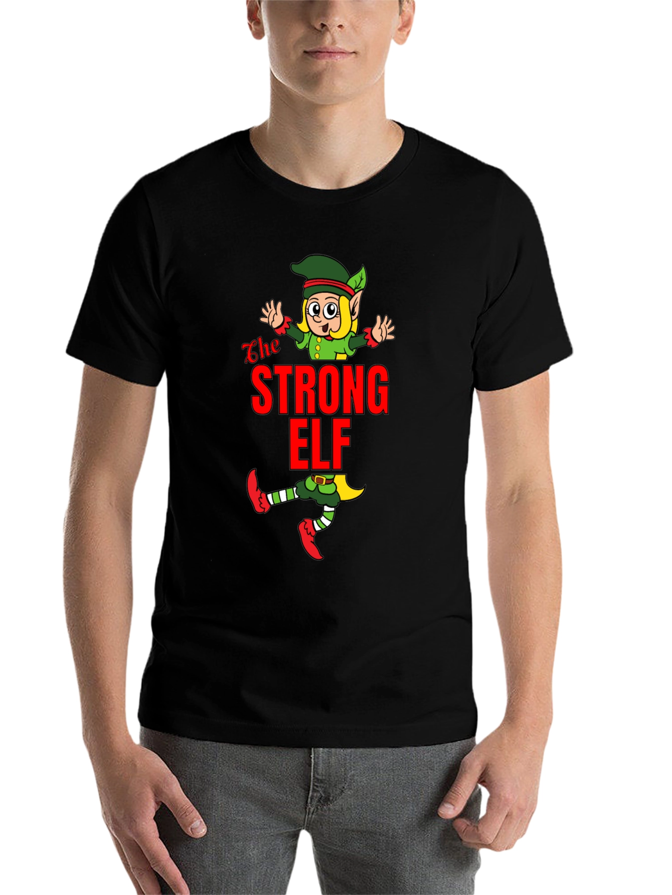 Black The Strong Elf T-Shirt - Holiday Fun view 7