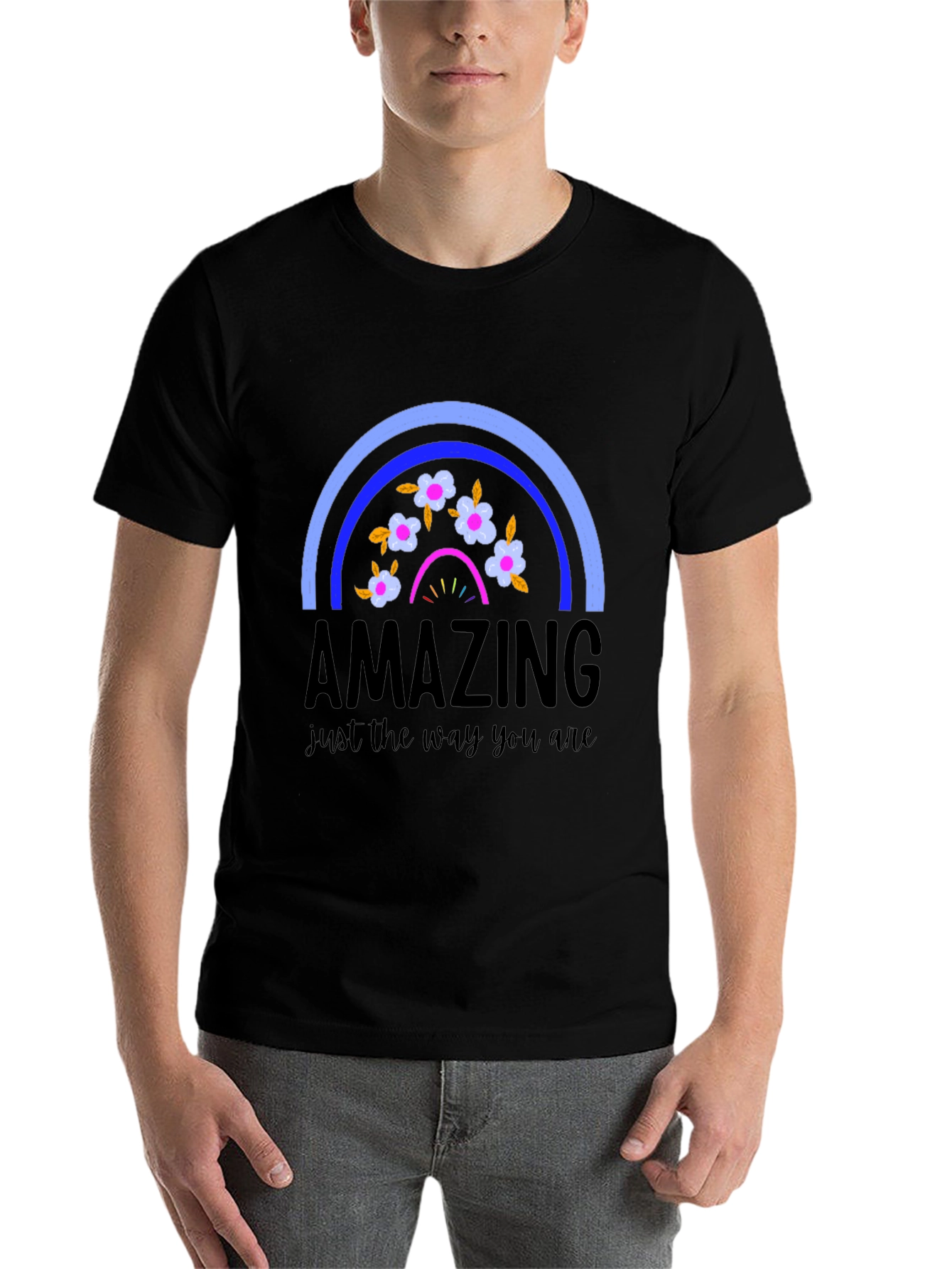 Black Amazing Rainbow Graphic T-Shirt view 7